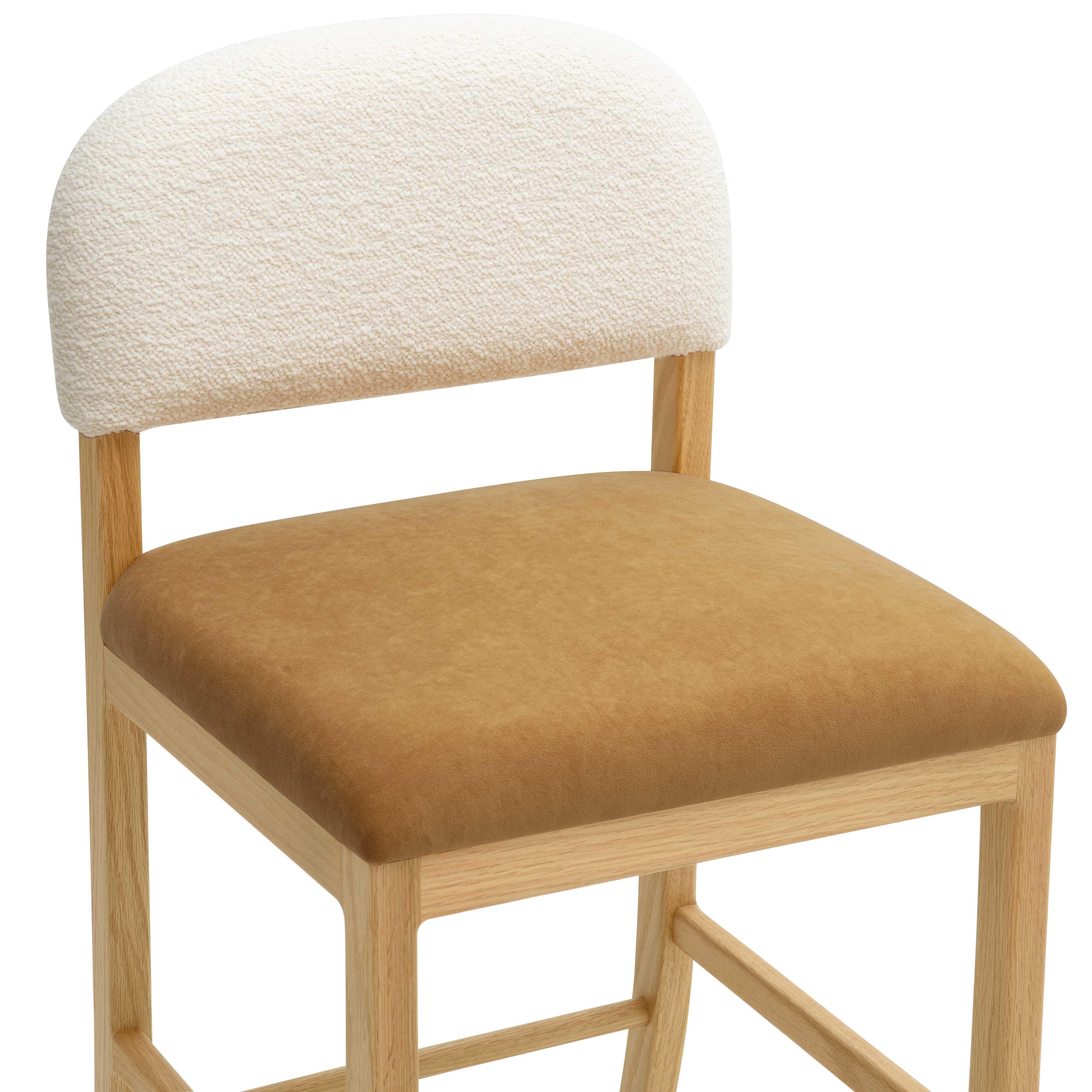 Tabouret de bar en velours Calla Cream Performance