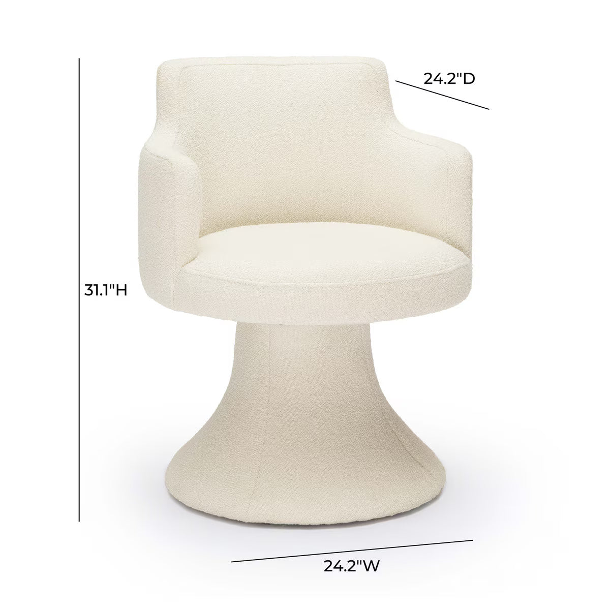 Jeffree Cream Performance Boucle Swivel Dining Chair