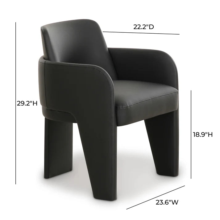 Chaise de salle à manger en cuir végétalien Leo Cream Performance