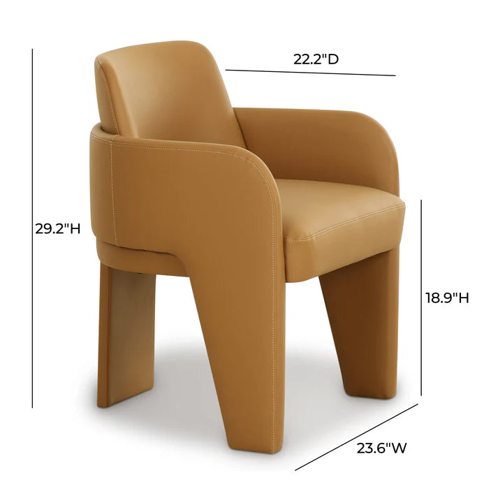 Chaise de salle à manger en cuir végétalien Leo Cream Performance