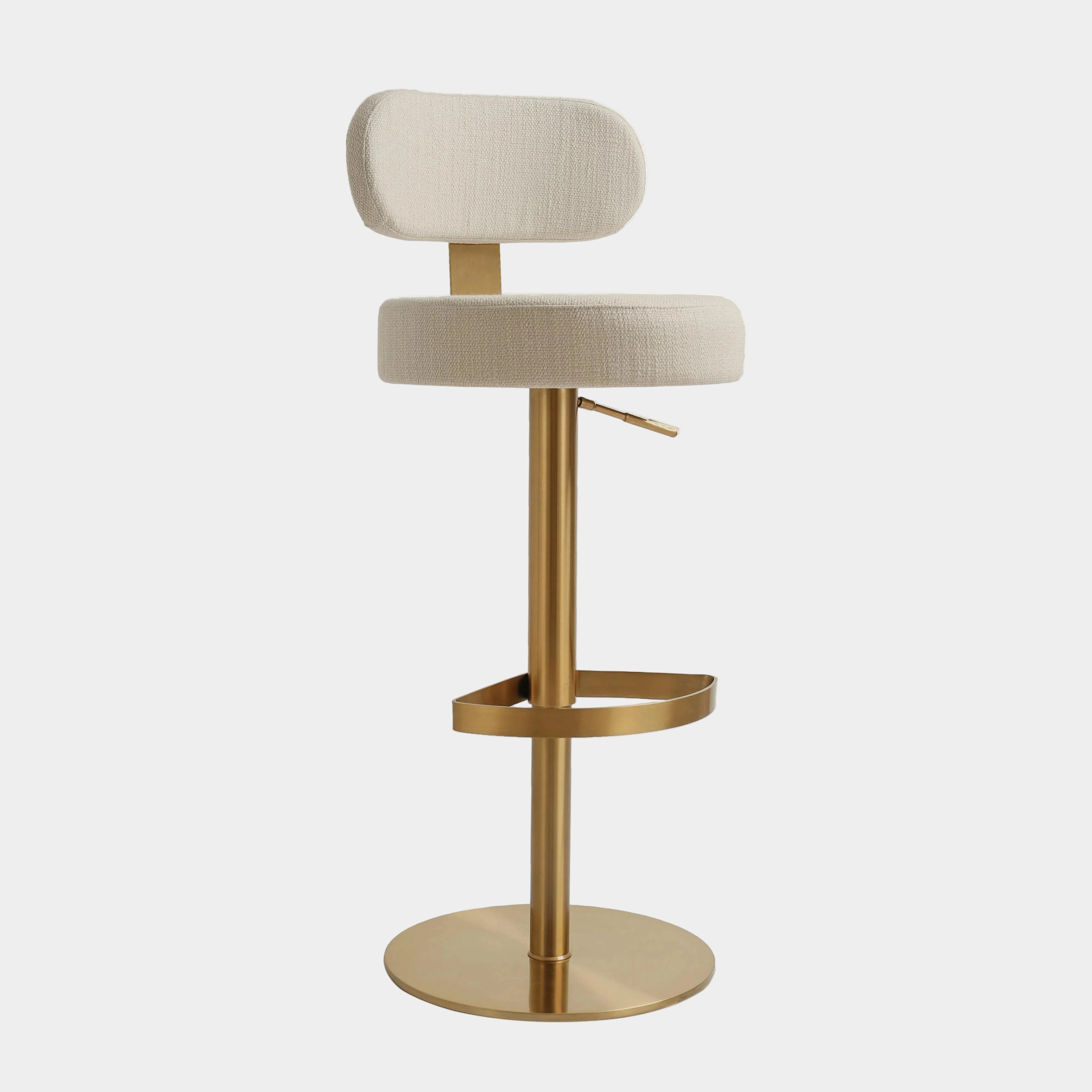 Primrose Cream Textured Performance Fabric Adjustable Stool
