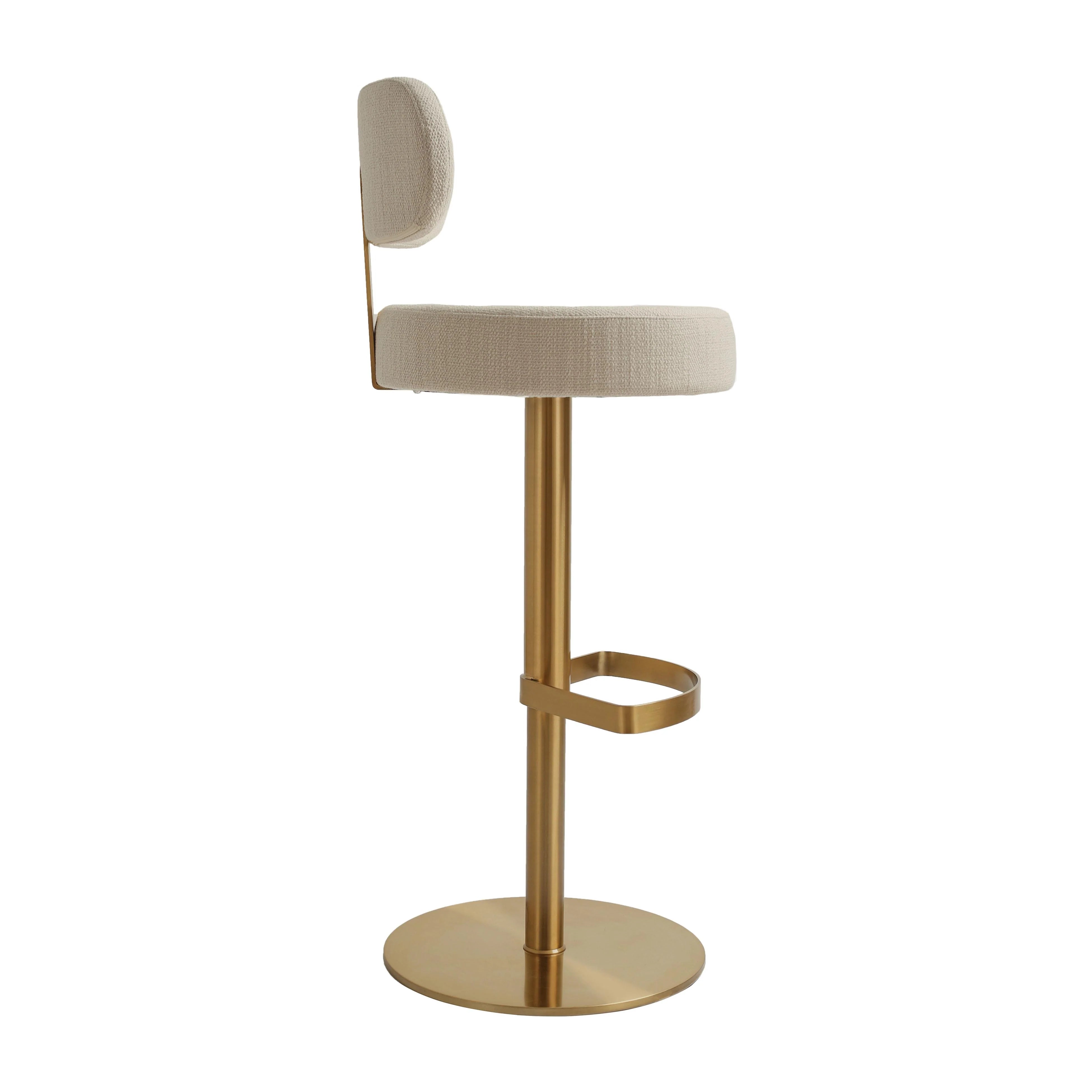 Primrose Cream Textured Performance Fabric Adjustable Stool