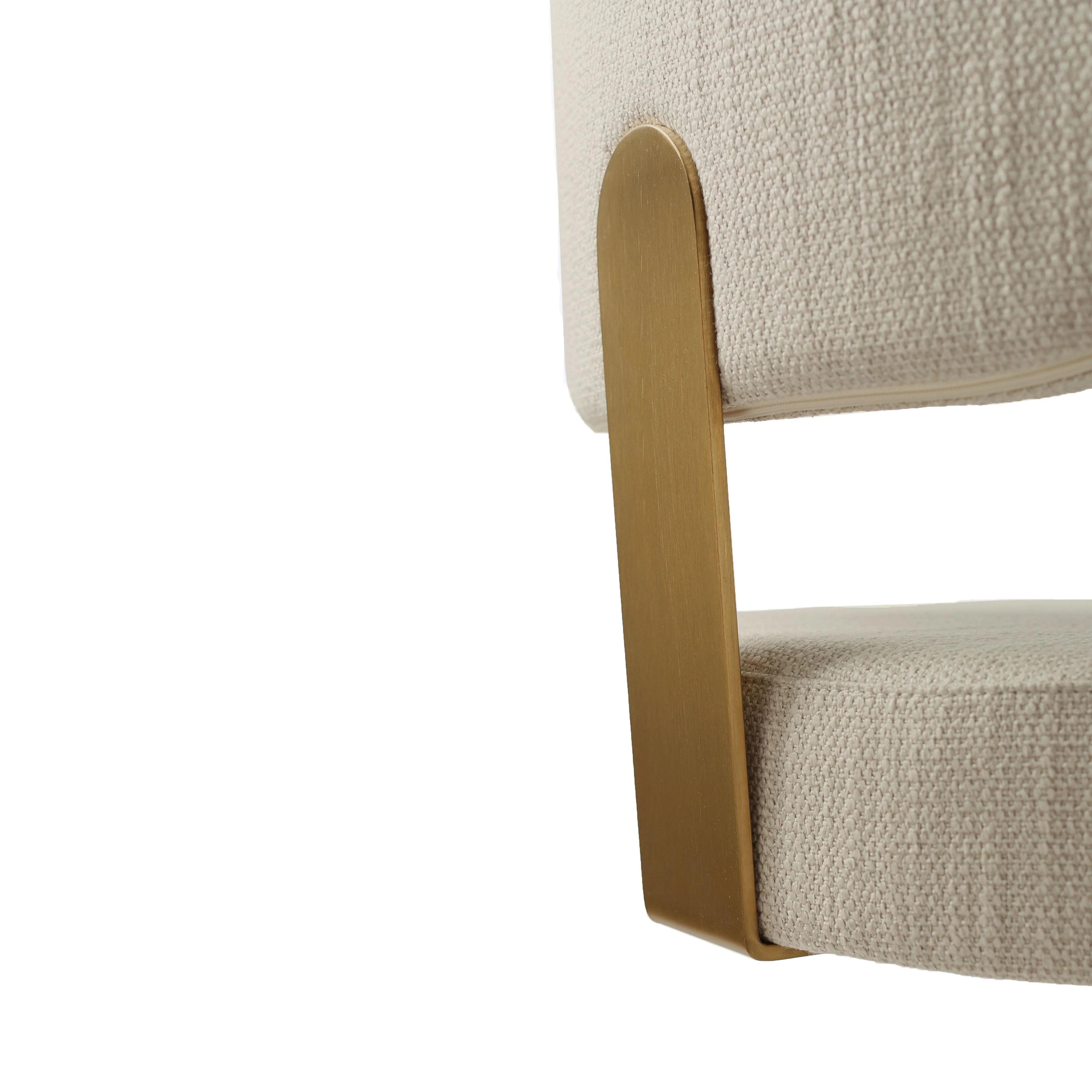 Primrose Cream Textured Performance Fabric Adjustable Stool