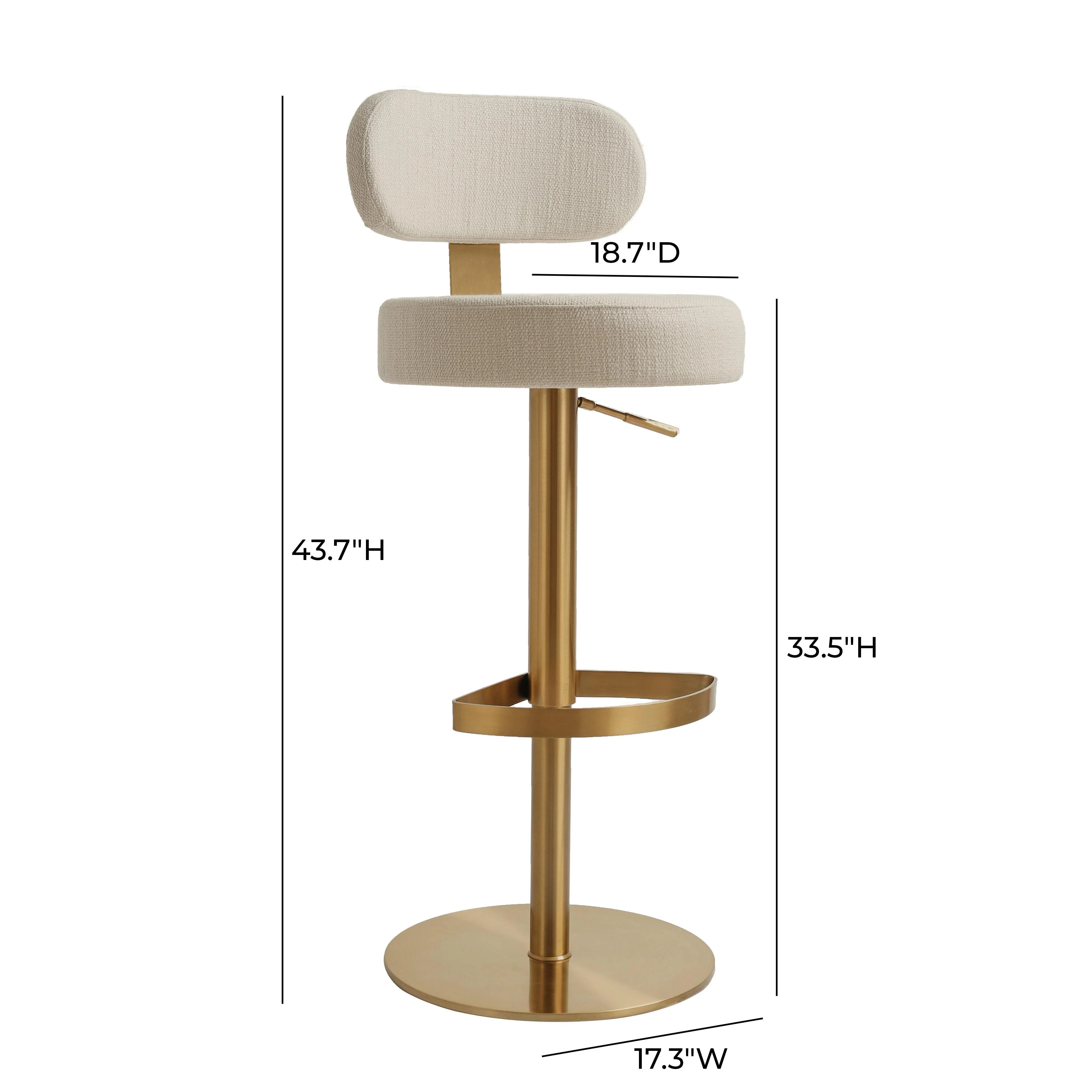Primrose Cream Textured Performance Fabric Adjustable Stool