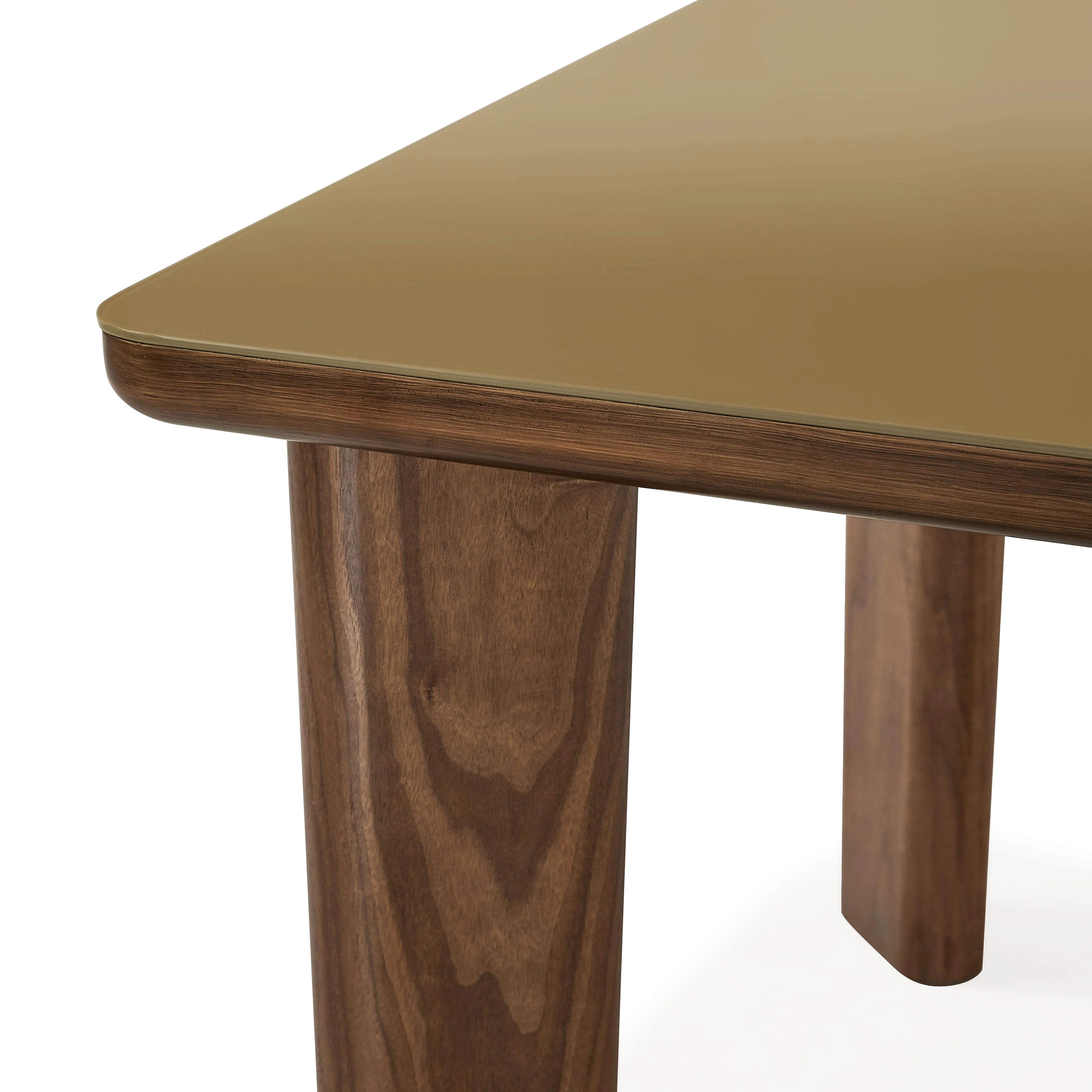 Oani 83" Walnut and Glass Rectangular Dining Table