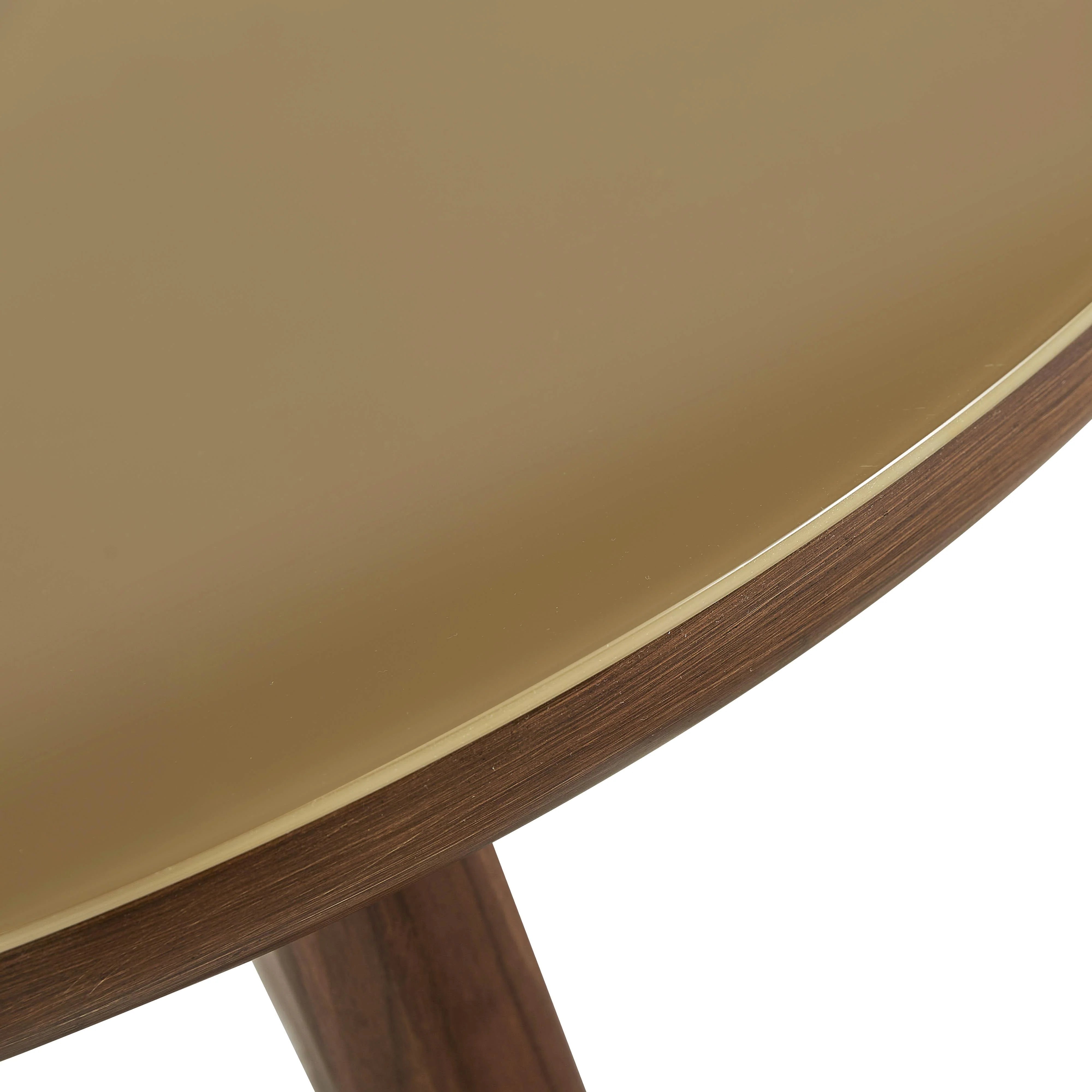 Oani 51" Walnut and Glass Round Dining Table