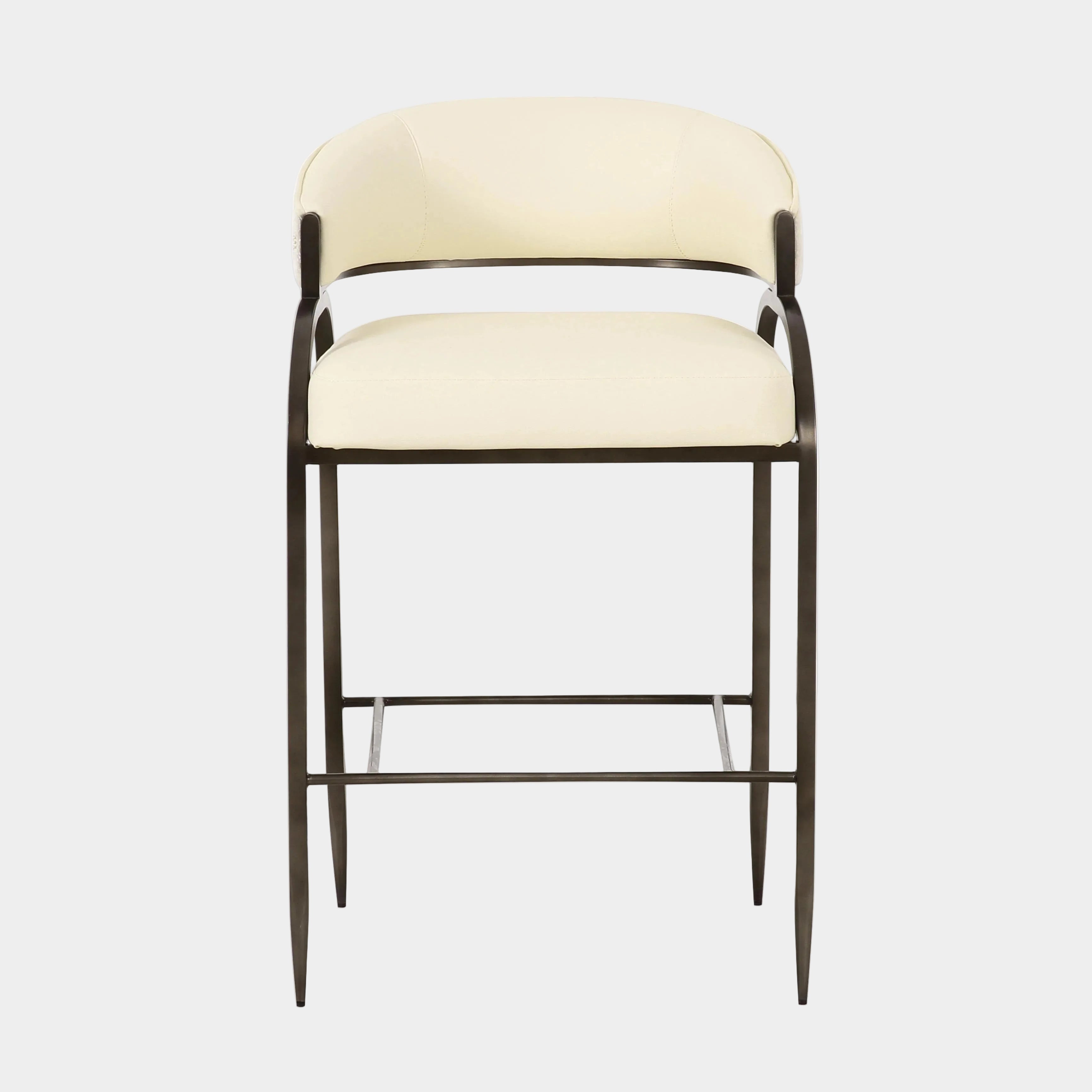 Tatum Cream 2-Tone Performance Vegan Leather and Jacquard Counter Stool