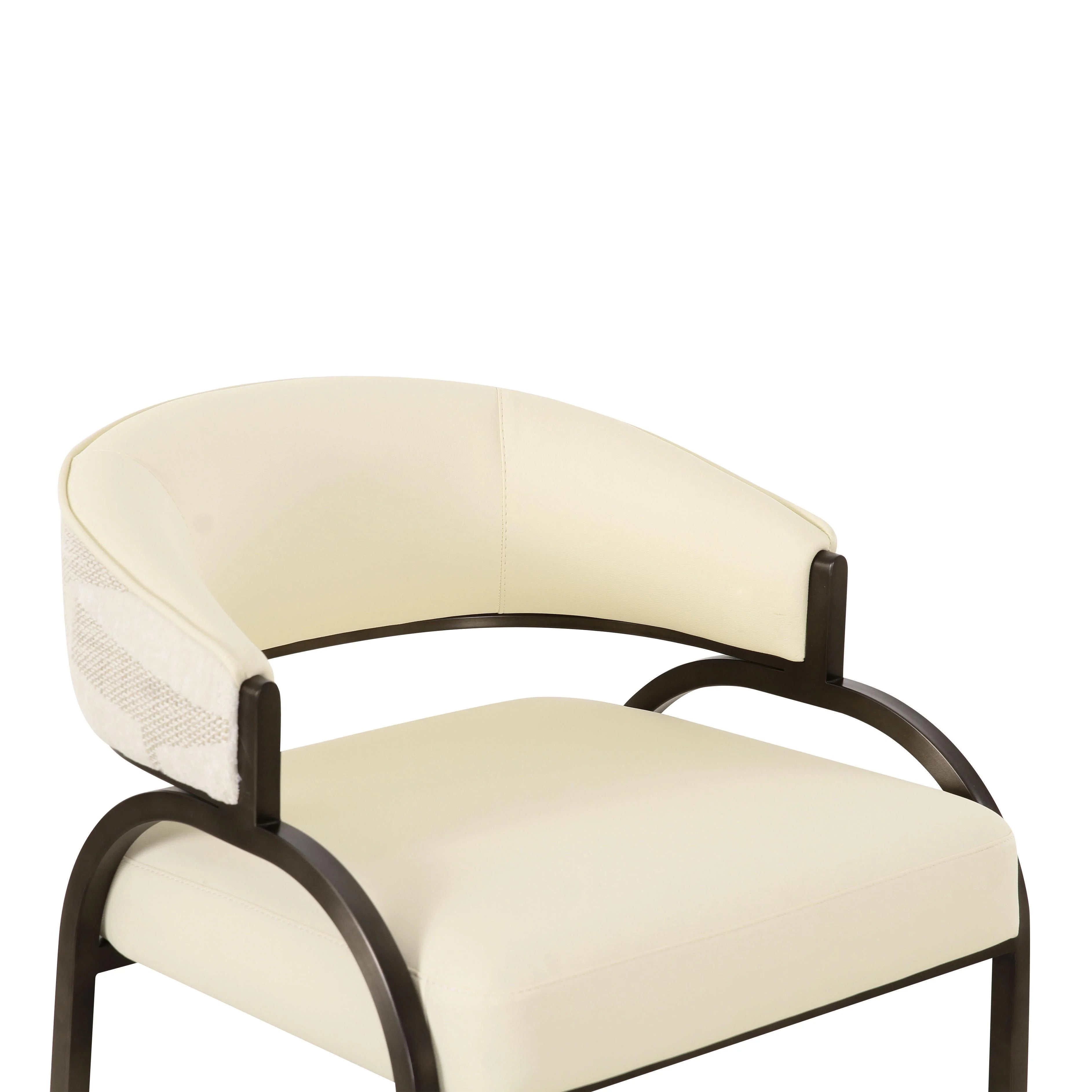 Tatum Cream 2-Tone Performance Vegan Leather and Jacquard Counter Stool