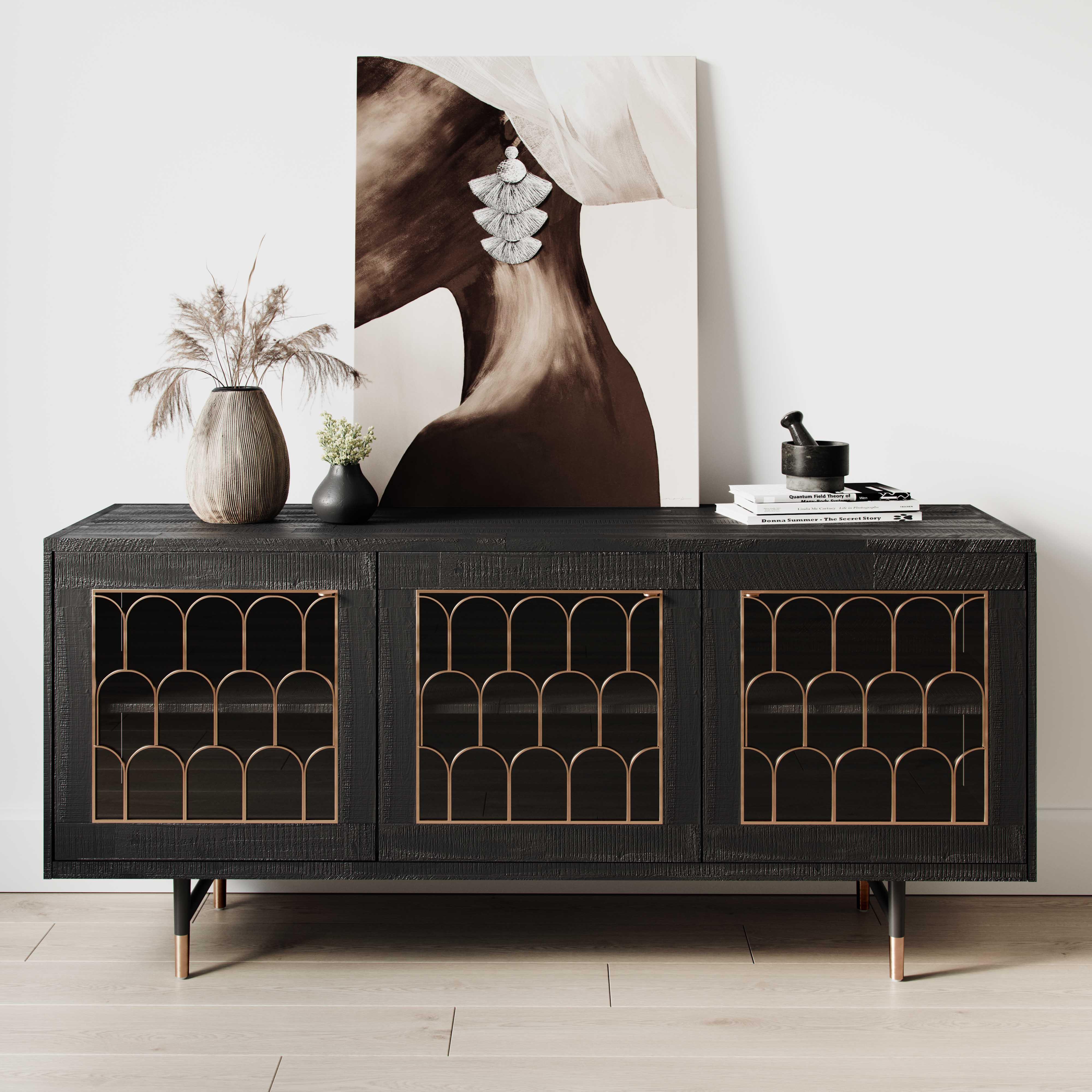 Gatsby 66" Black Acacia Wood Buffet