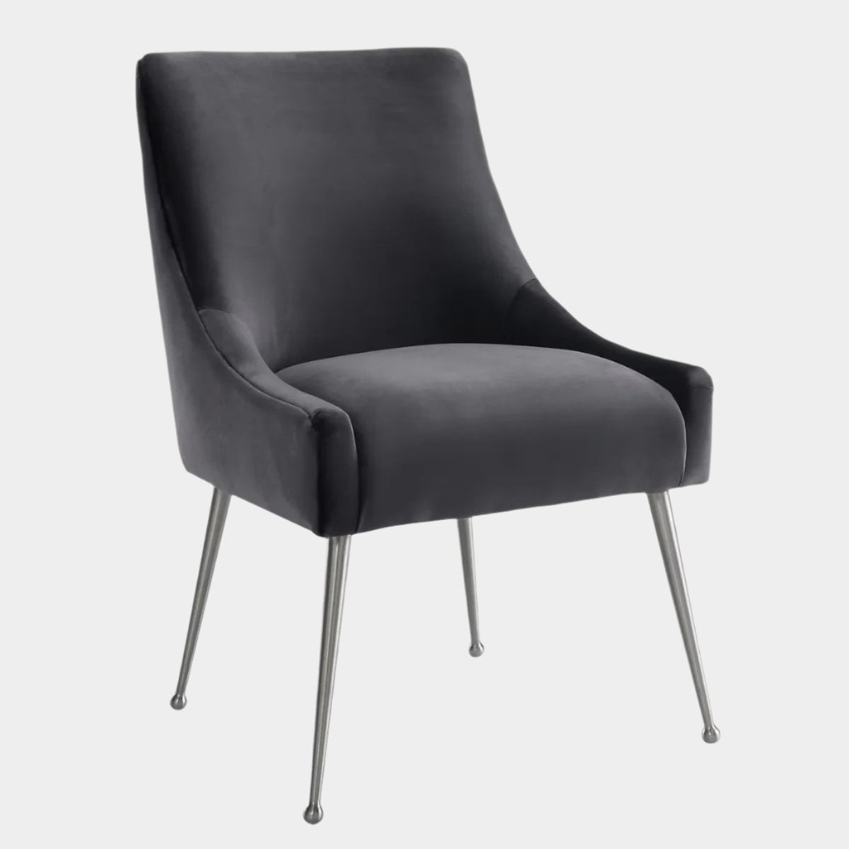 Beatrix Grey Velvet Side Chair - Silver Legs