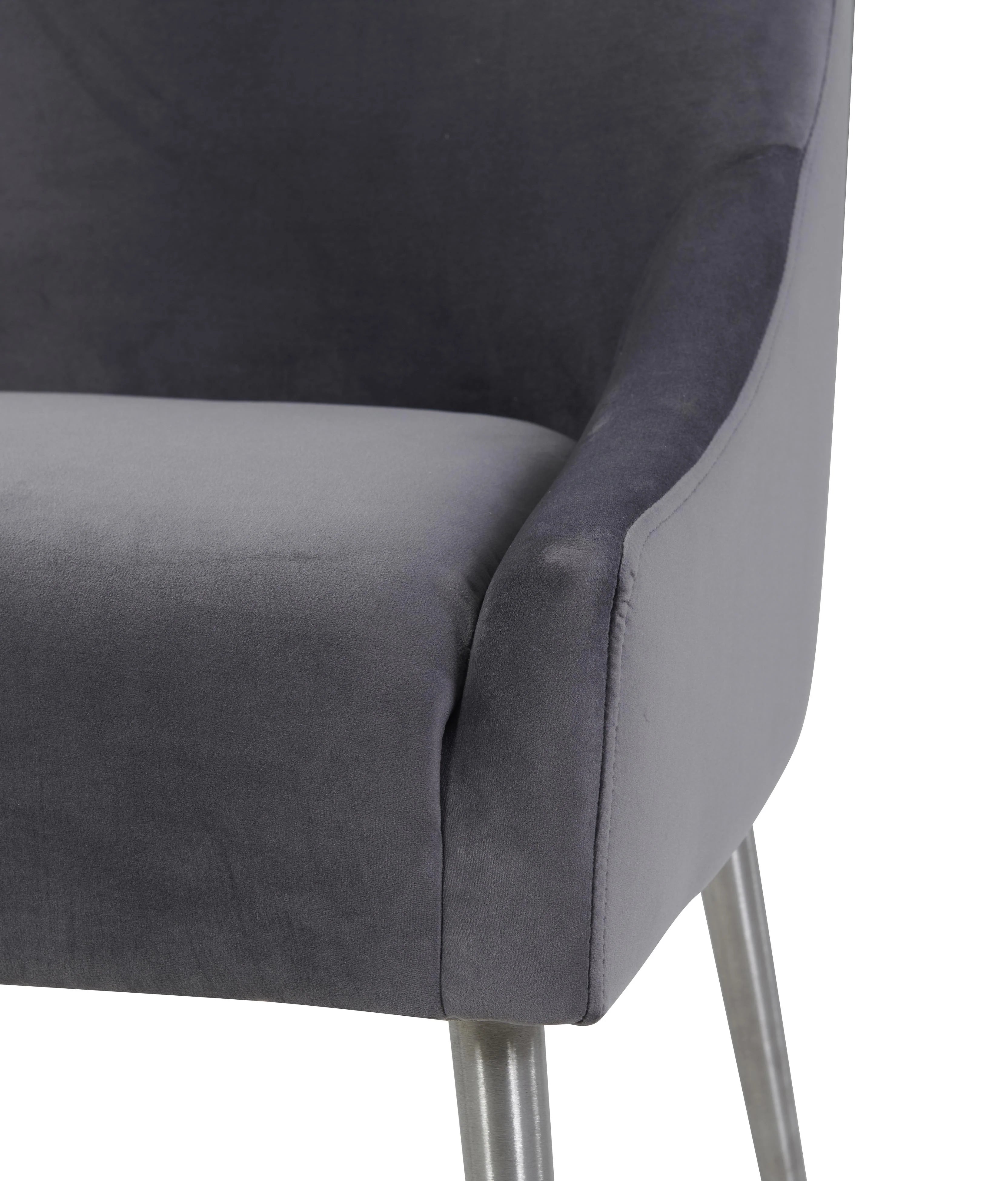 Beatrix Grey Performance Velvet Dining Chair - Silver Legs