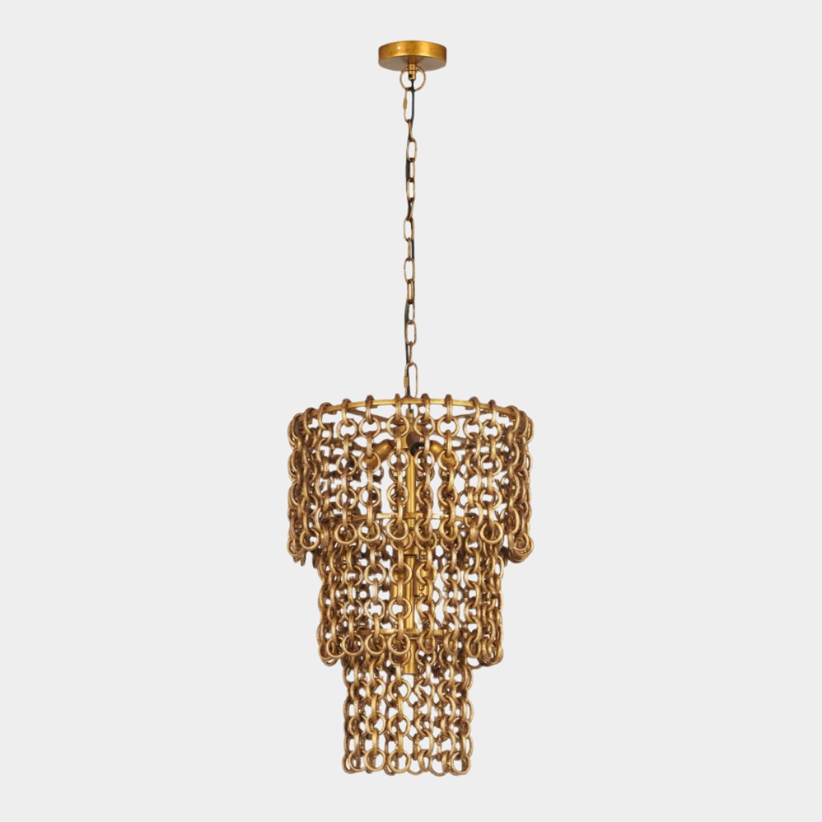 Nirsa Brass Chain Link 3-Tier Chandelier