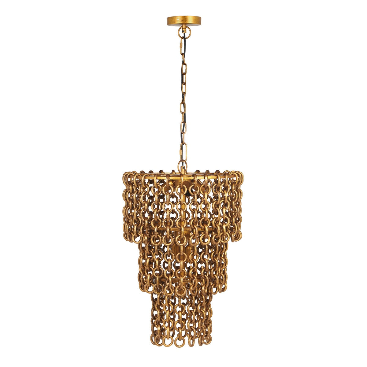 Nirsa Brass Chain Link 3-Tier Chandelier