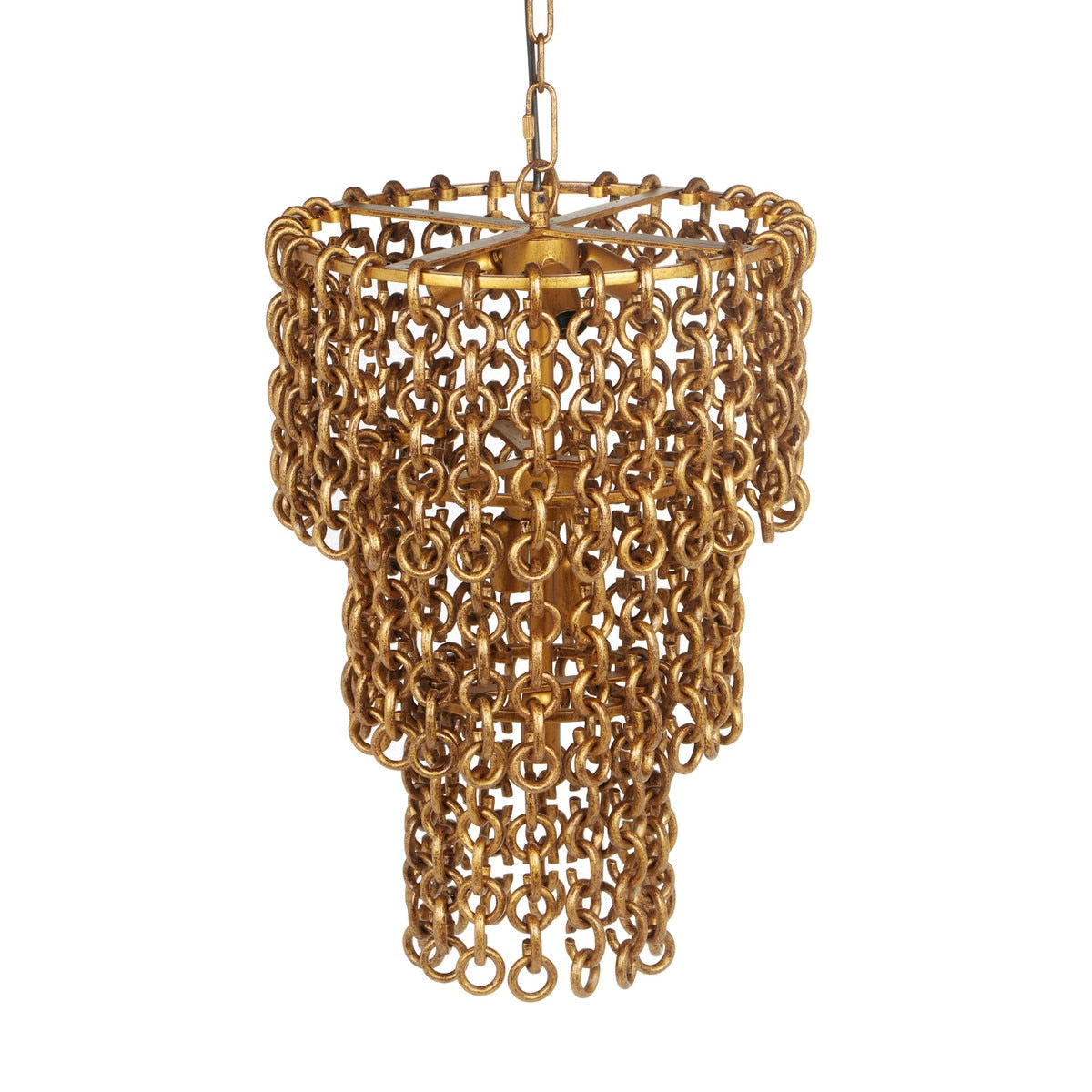 Nirsa Brass Chain Link 3-Tier Chandelier