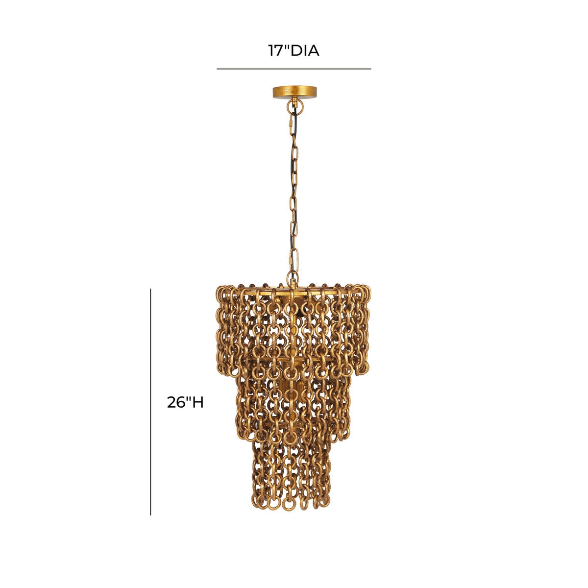 Nirsa Brass Chain Link 3-Tier Chandelier