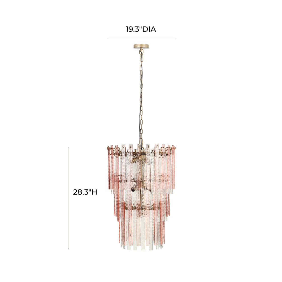 Hampshire Pink Acrylic 3-Tier Chandelier