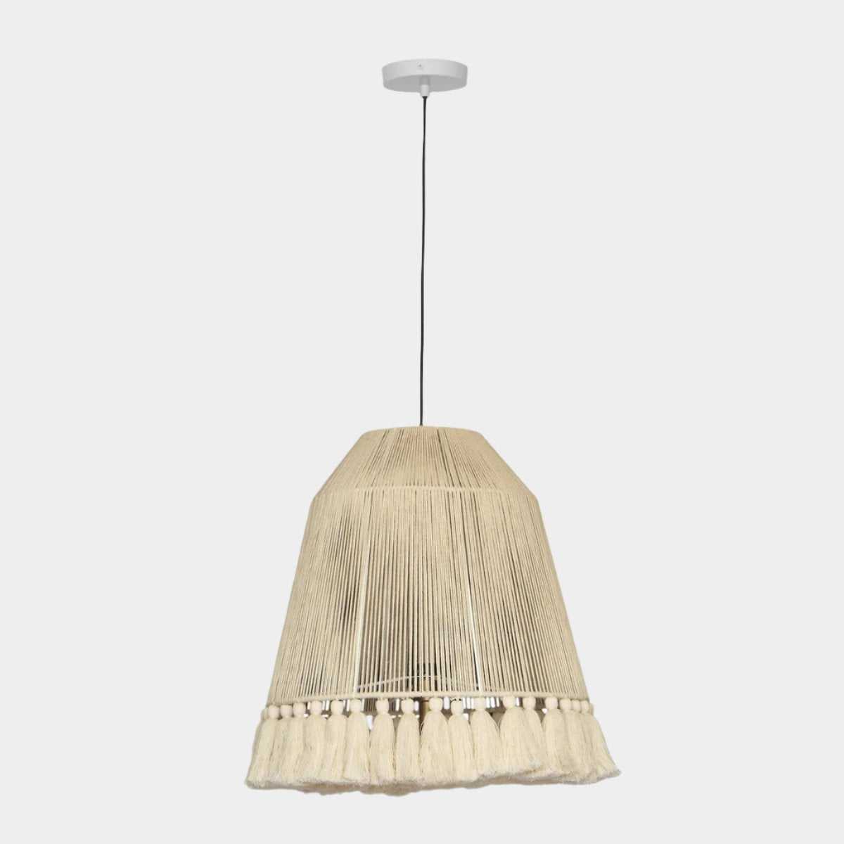 Helen White Cotton Tasseled Pendant Lamp