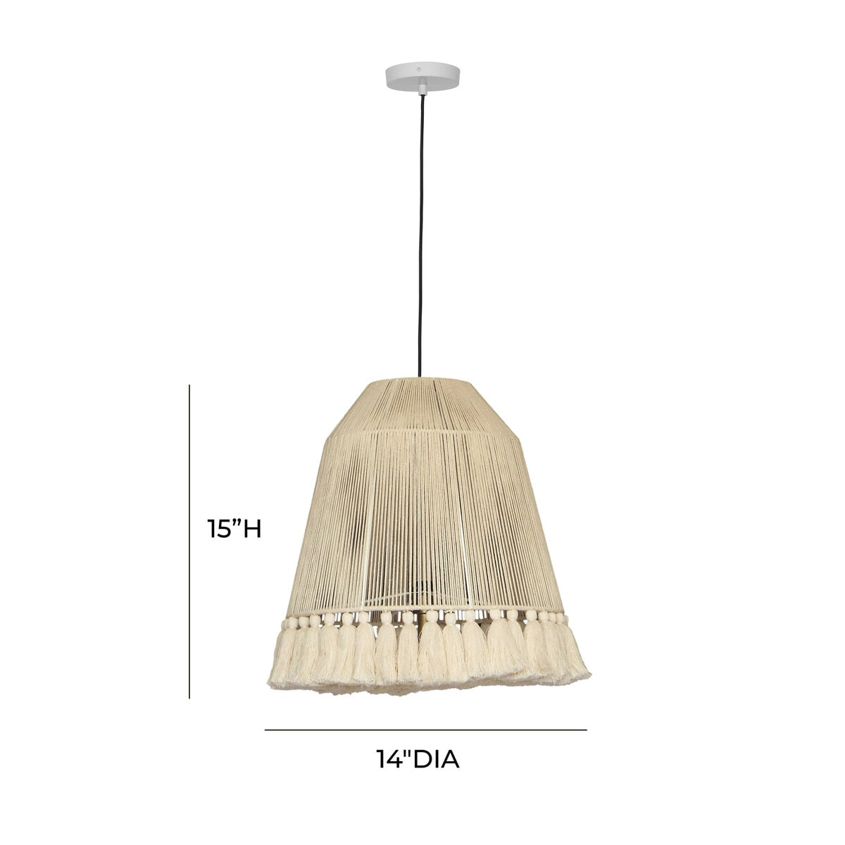 Helen White Cotton Tasseled Pendant Lamp