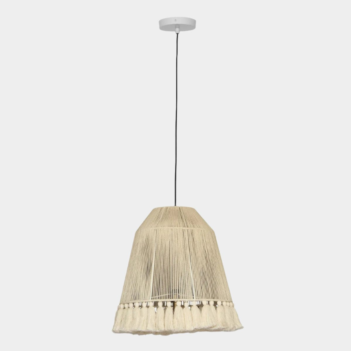 Helen Large White Cotton Tasseled Pendant Lamp