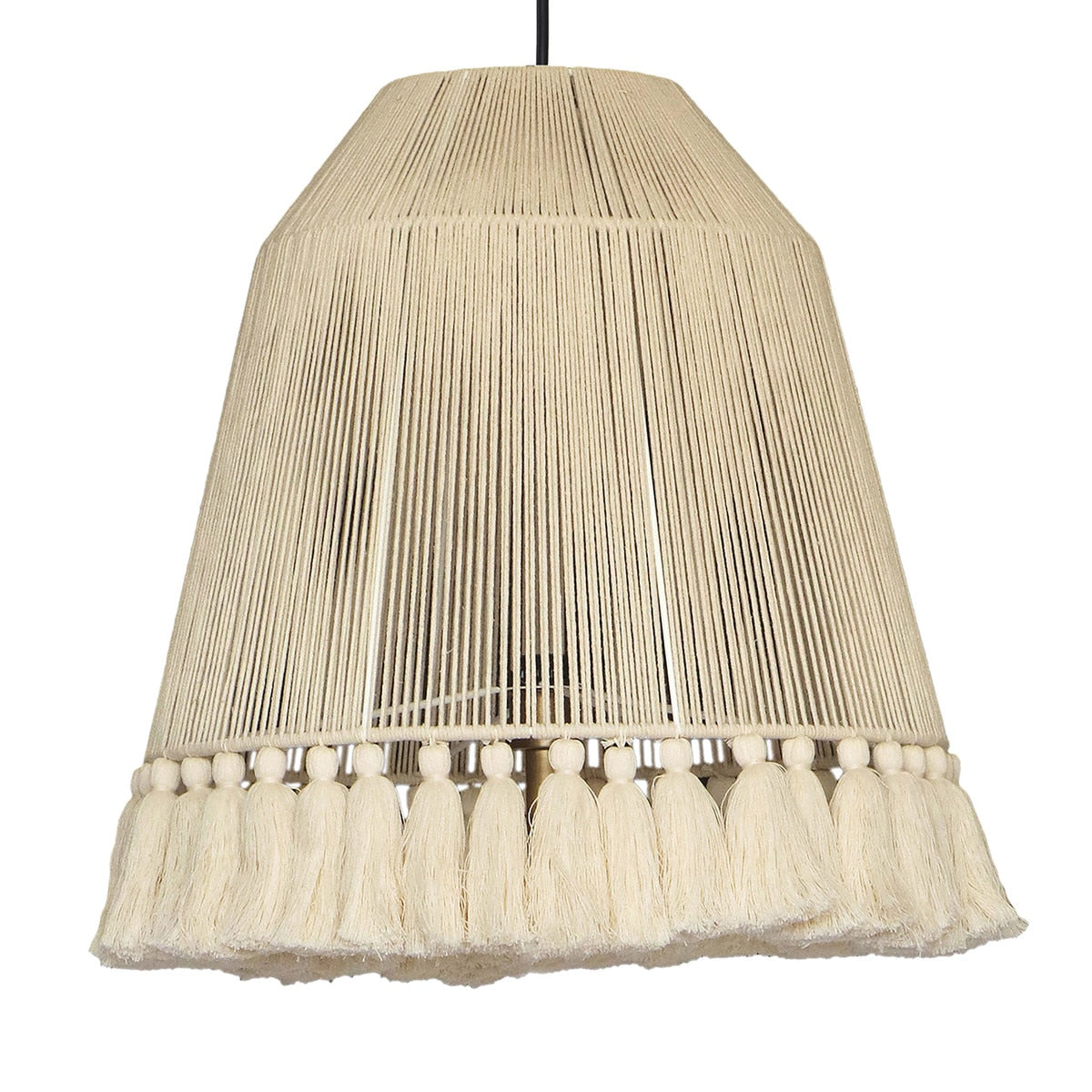 Helen Large White Cotton Tasseled Pendant Lamp