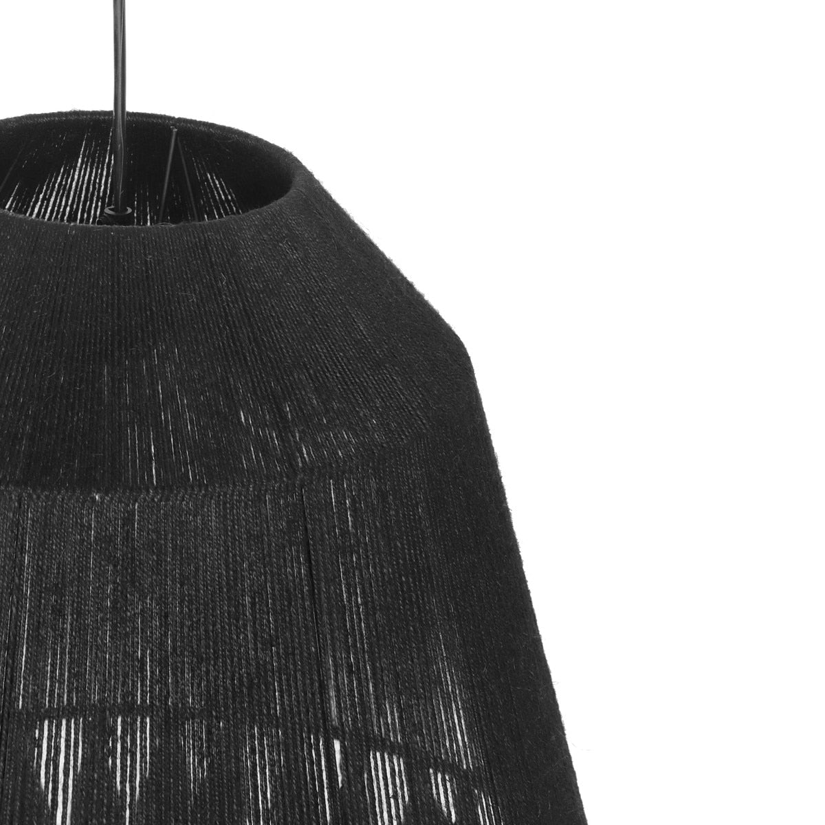 Lampe à suspension Bokaro en jute noire de grande taille 