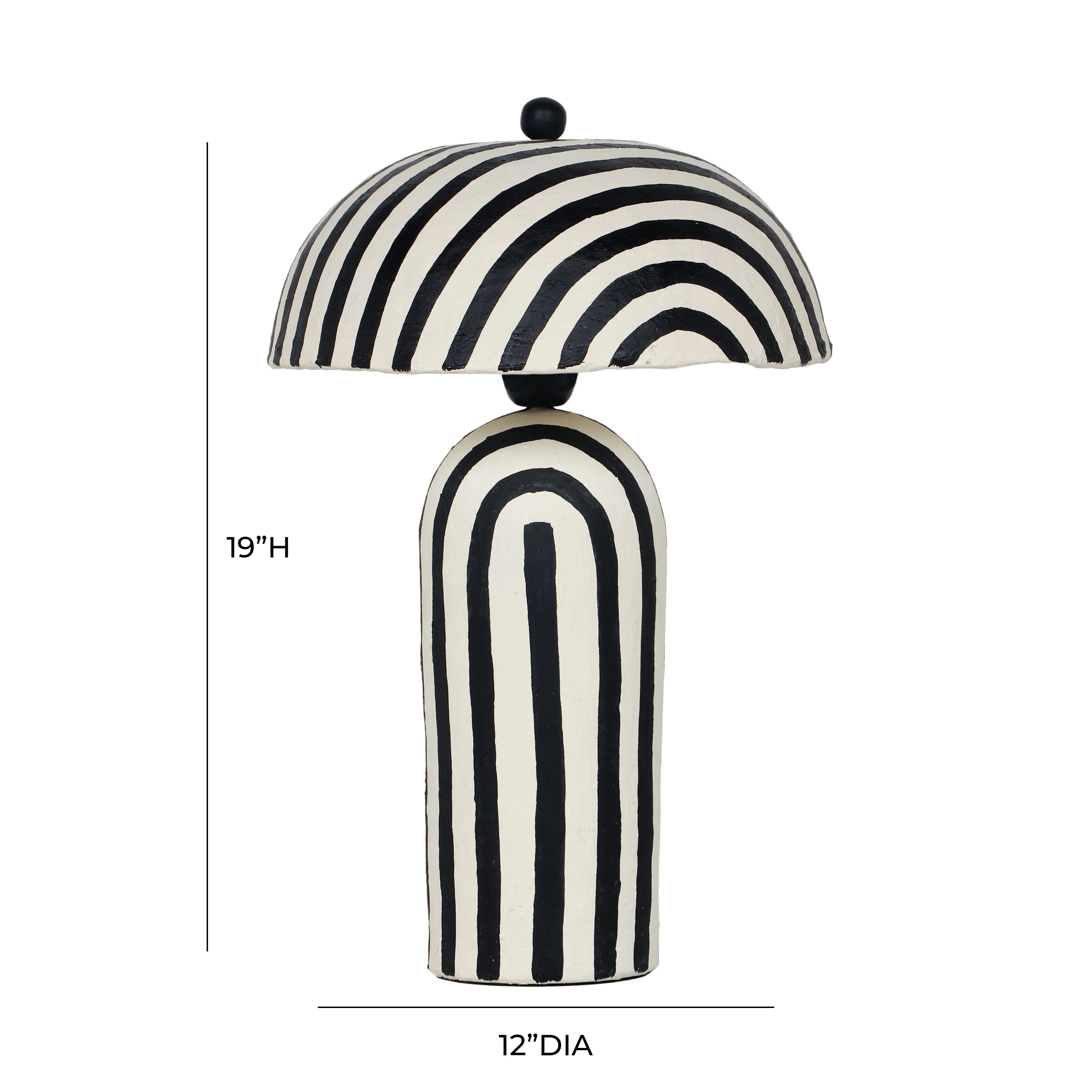 Maiori Striped Papier Mache Table Lamp