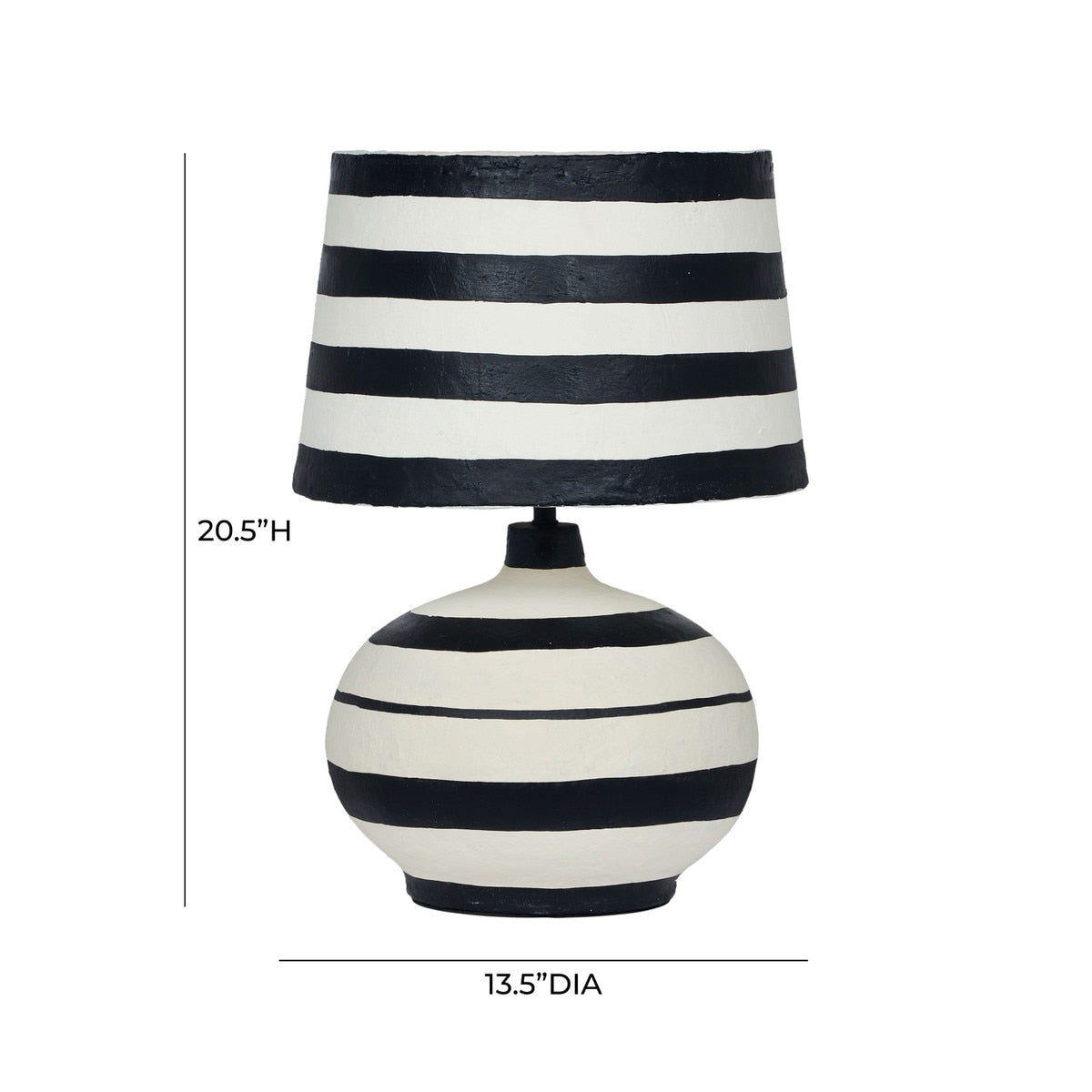 Positano Striped Papier  Mache Table Lamp