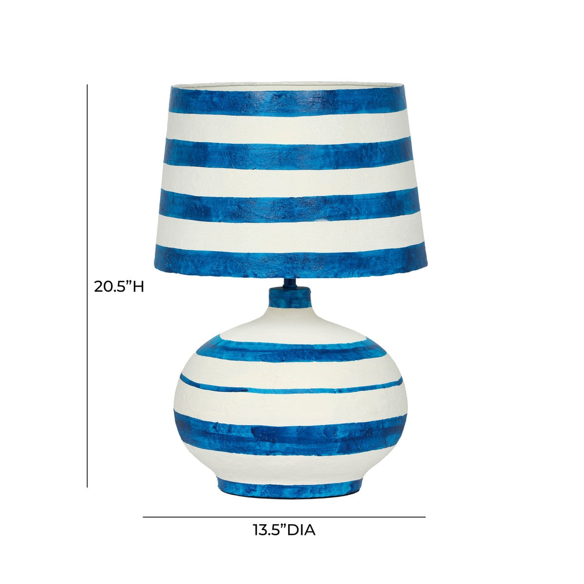 Positano Striped Papier  Mache Table Lamp