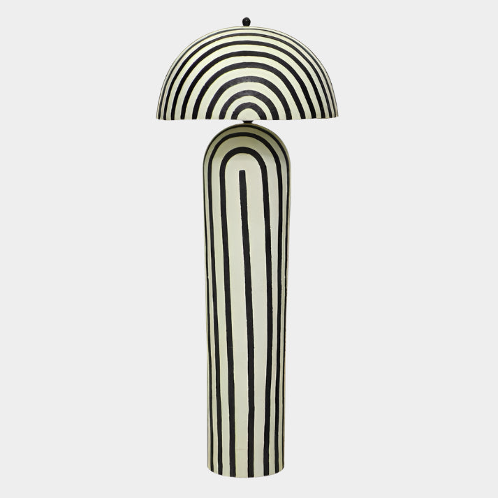 Maiori Black Striped Papier Mache Floor Lamp