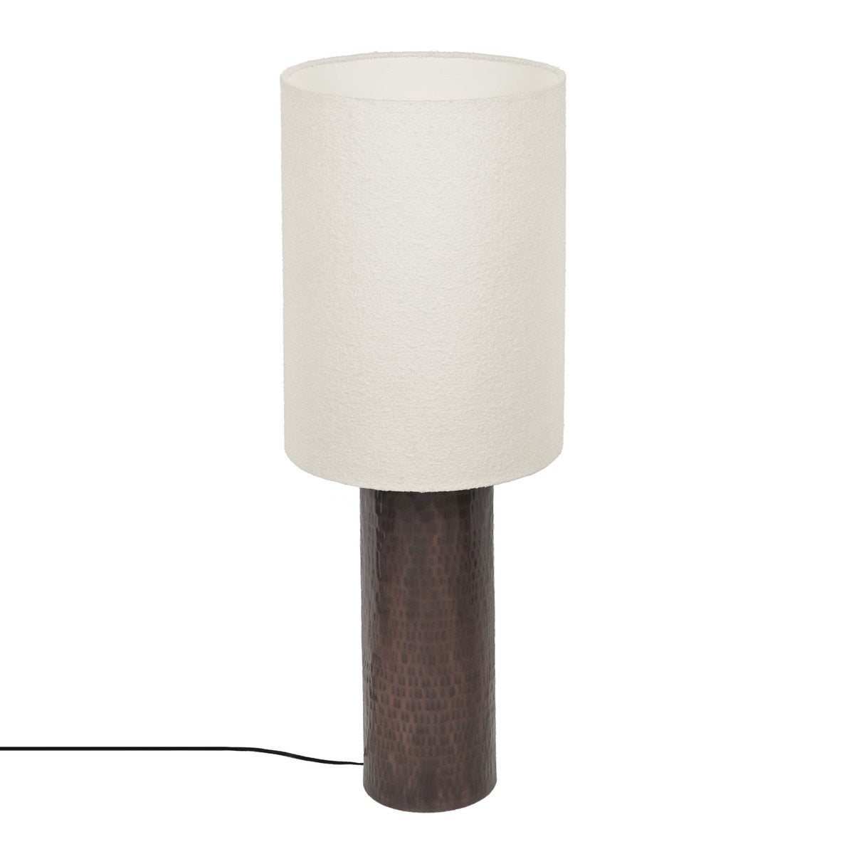 Grava Boucle & Hammered Bronze Metal Floor Lamp