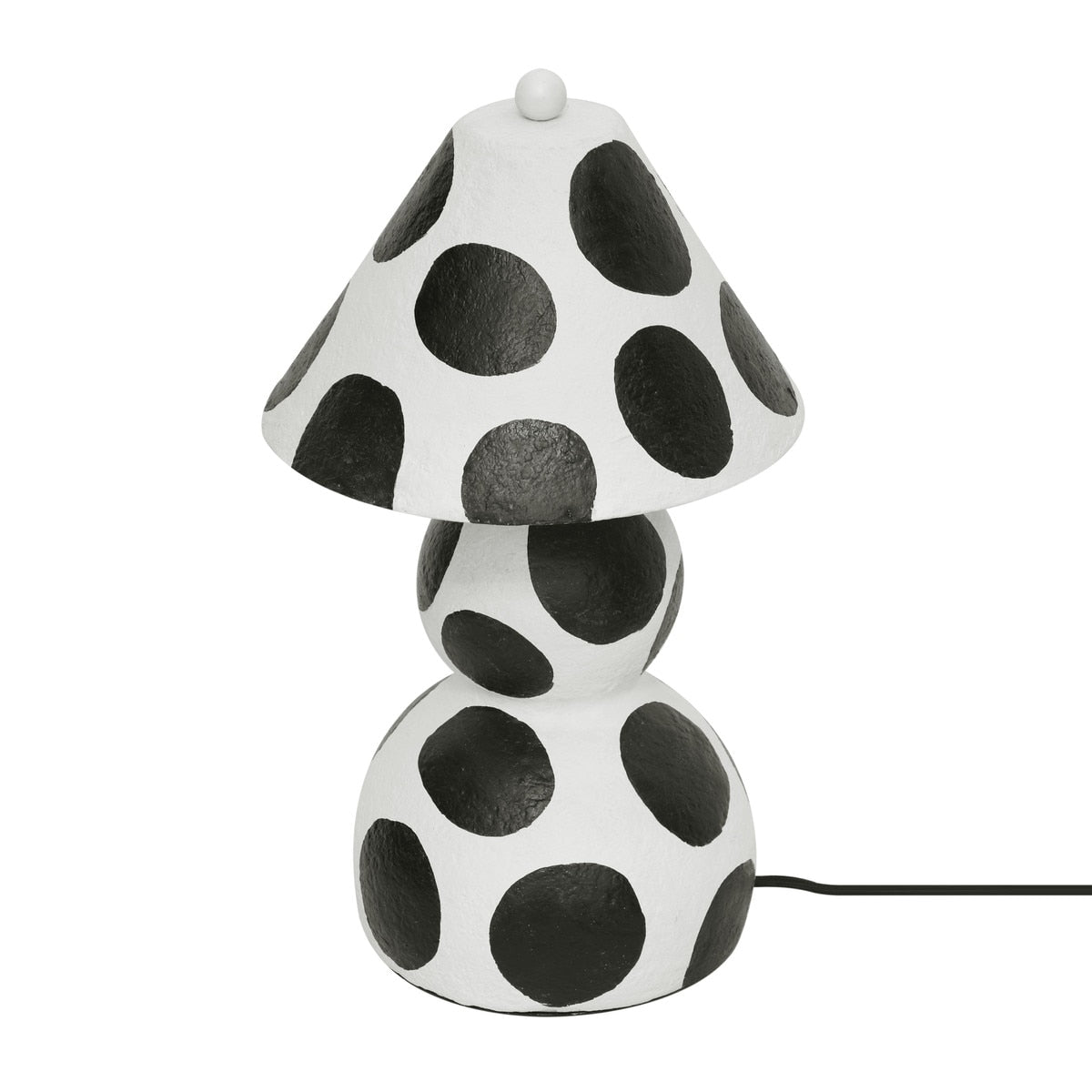 Lampe de table en papier mâché noir et blanc Lerici