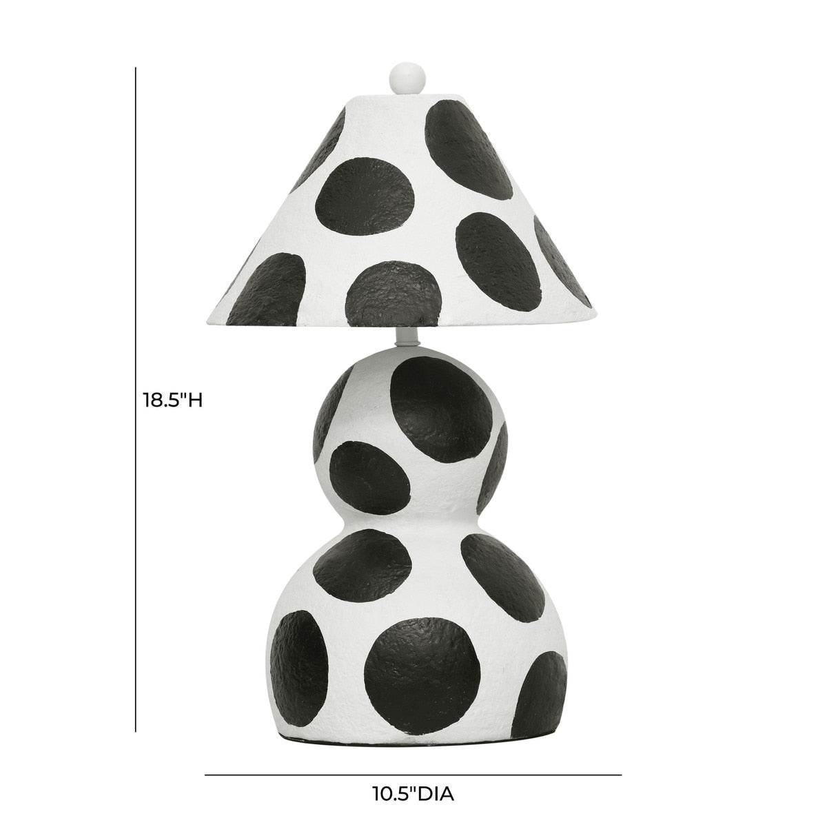 Lerici Black and White Papier Mache Table Lamp