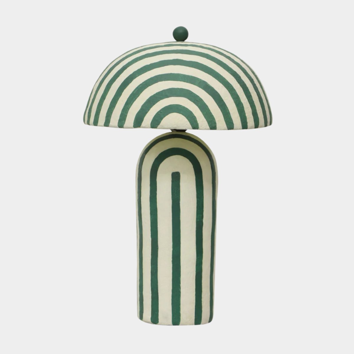 Maiori Dark Green Striped Papier Mache Table Lamp