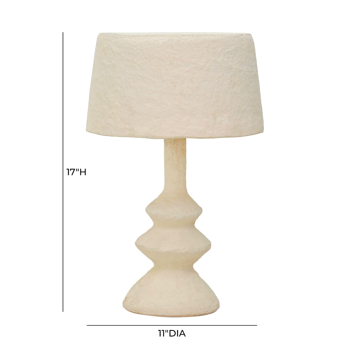 Lampe de table en coton mâché crème