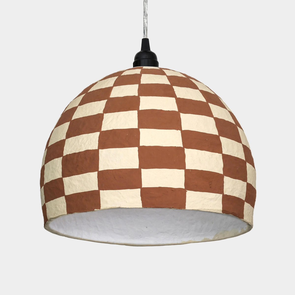 Taurus White and Terracotta Cotton Mache Pendant Lamp