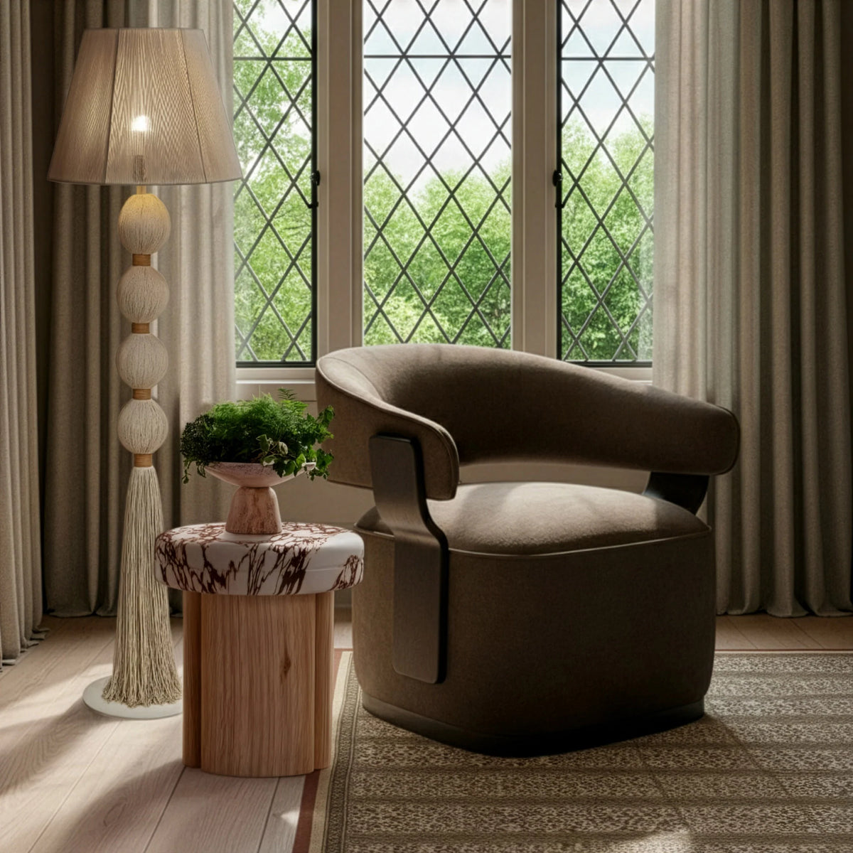 Samba White Cotton Floor Lamp