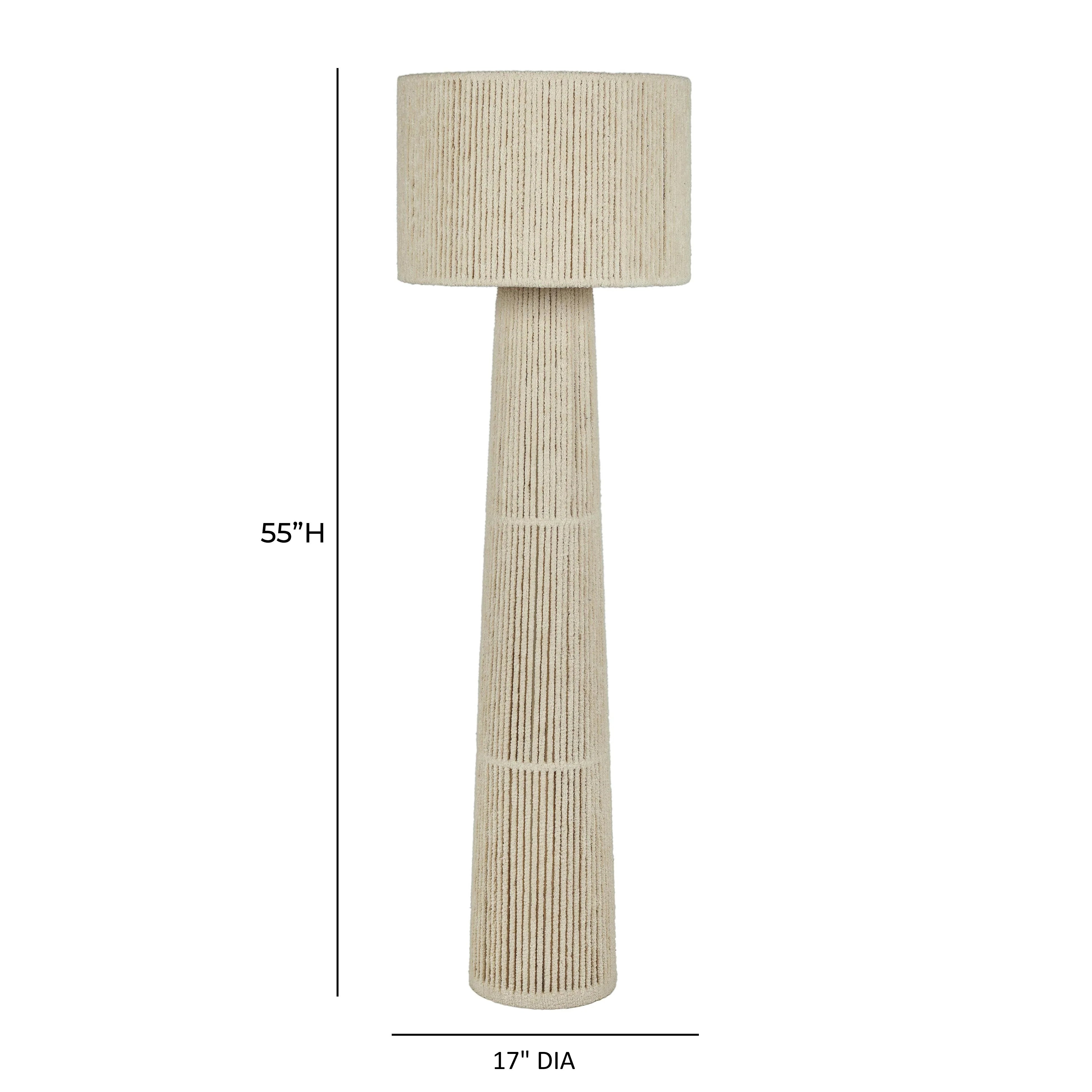 Tapered Natural Chenille Fiber Floor Lamp