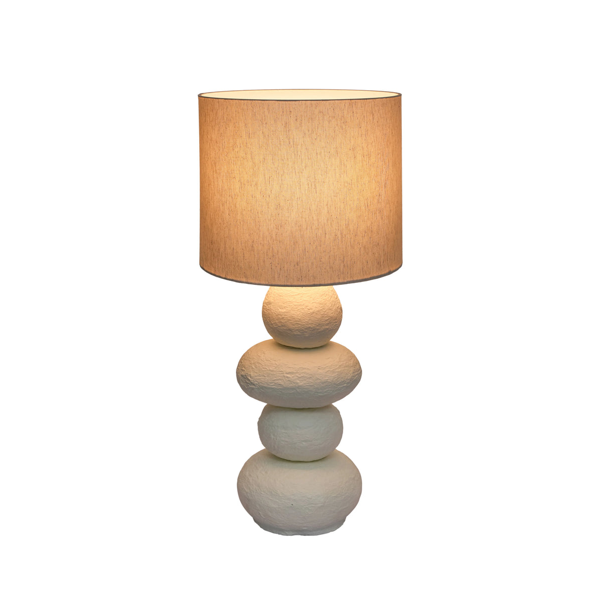 Pebble Cream Papier Mache Table Lamp