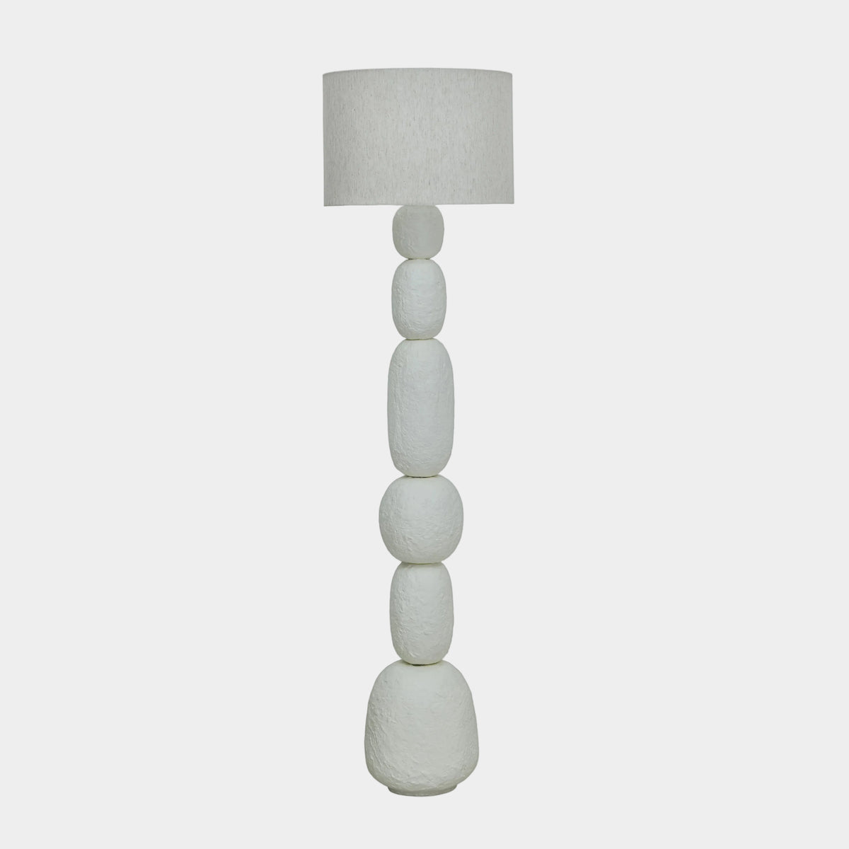 Pebble Cream Papier Mache Floor Lamp