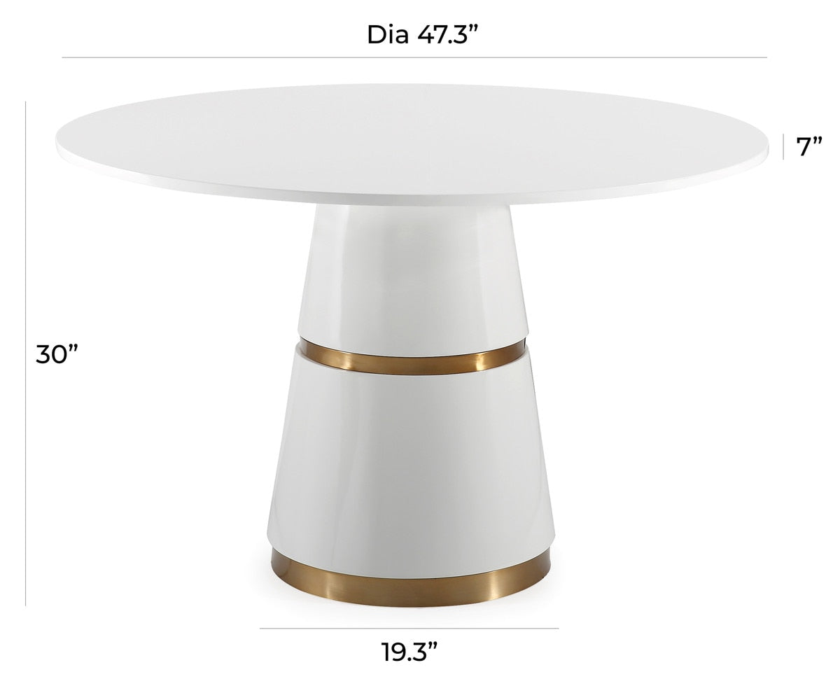 Rosa White Lacquer 47" Round Dining Table