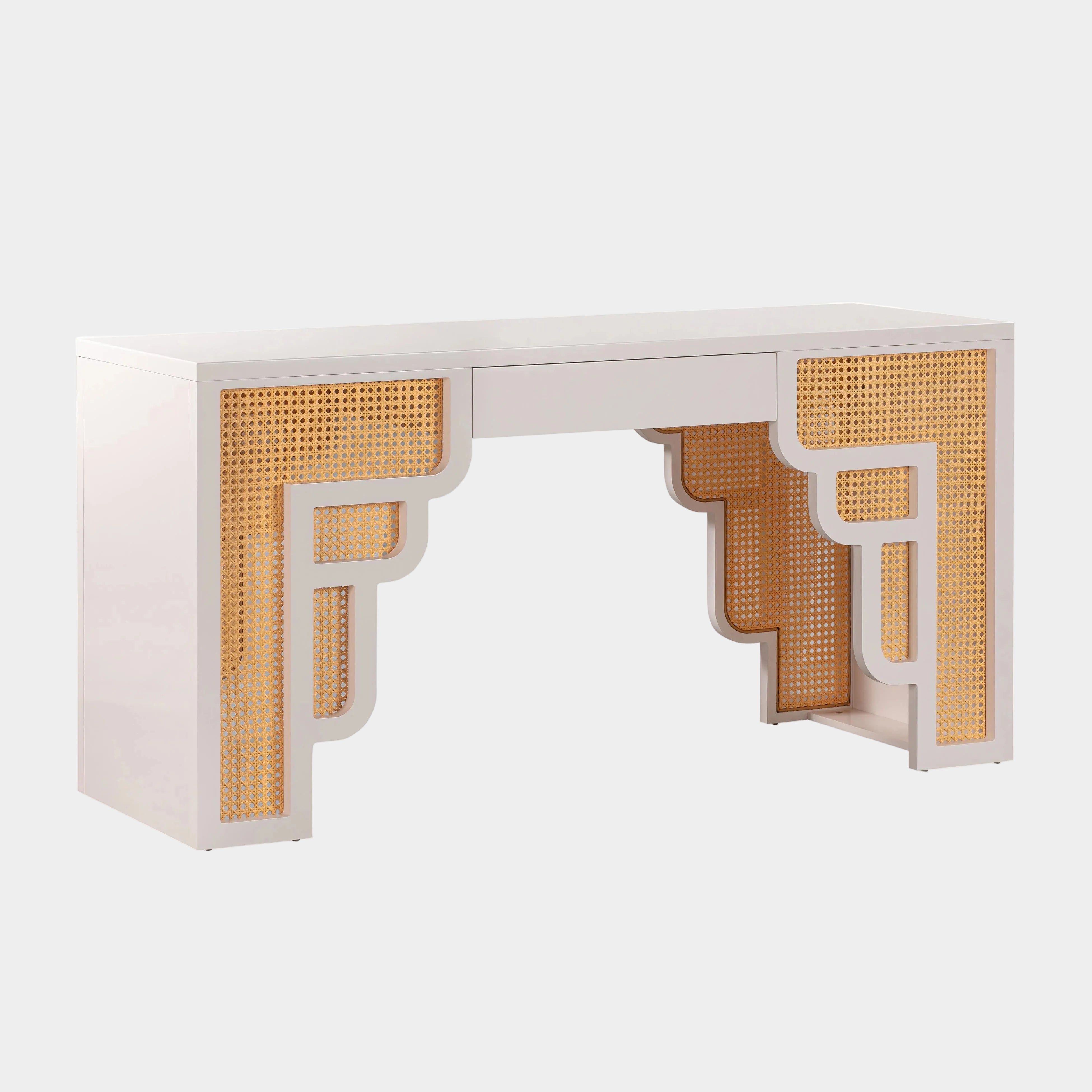 Suzie 62" Rattan Executive Desk With Drawer