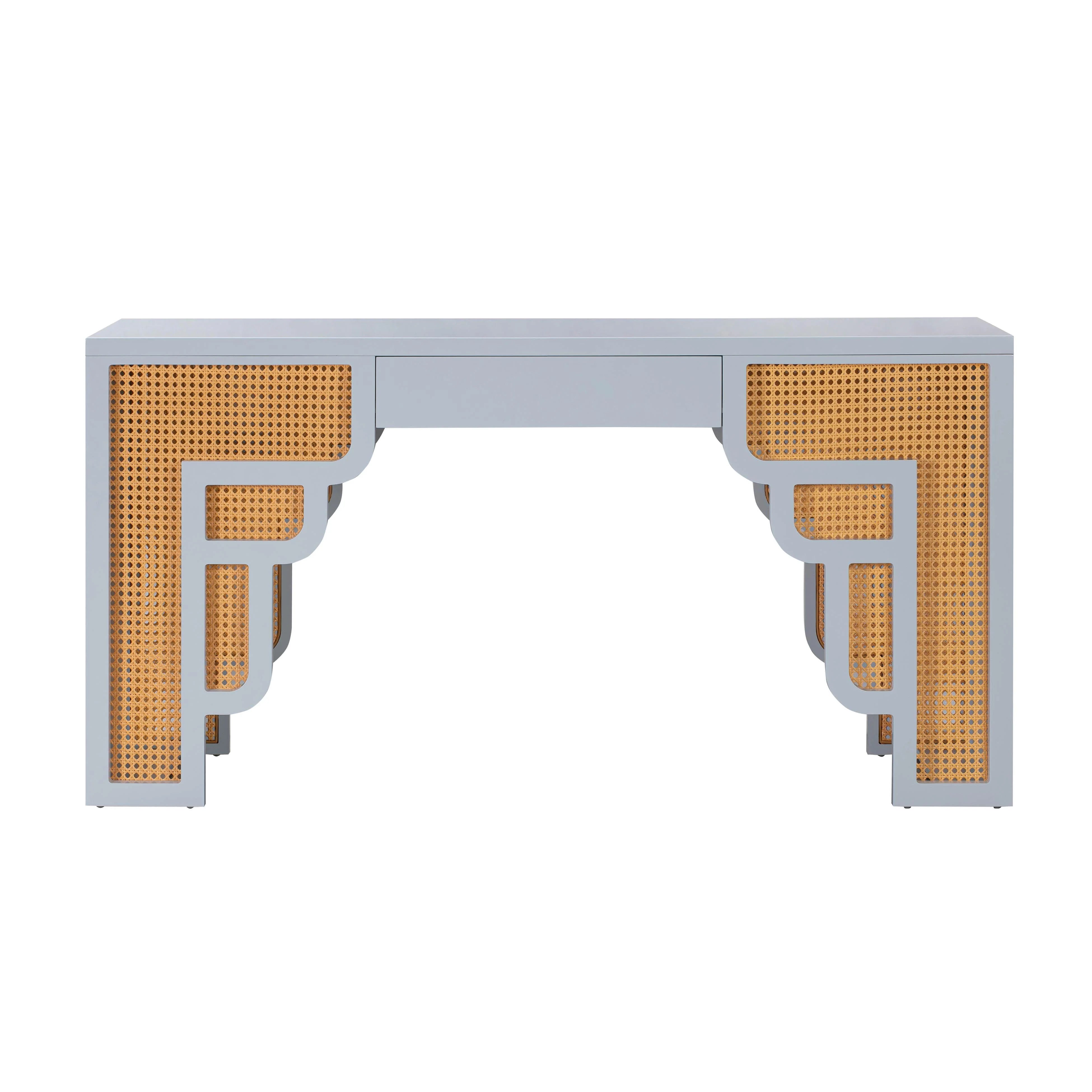 Suzie 62" Rattan Executive Desk With Drawer