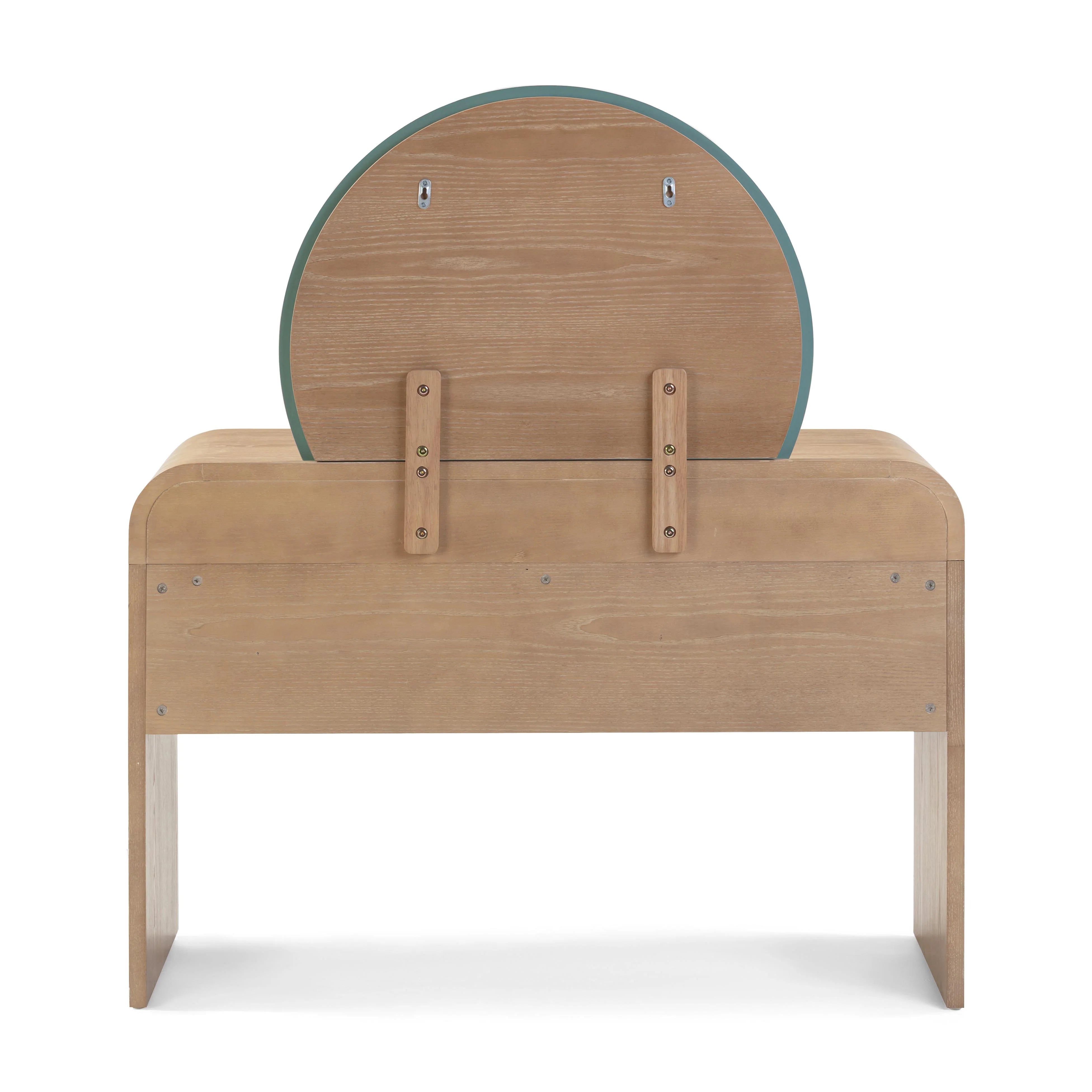 Moonrise 48 Natural Ash 2-Drawer Vanity Desk with Mirror