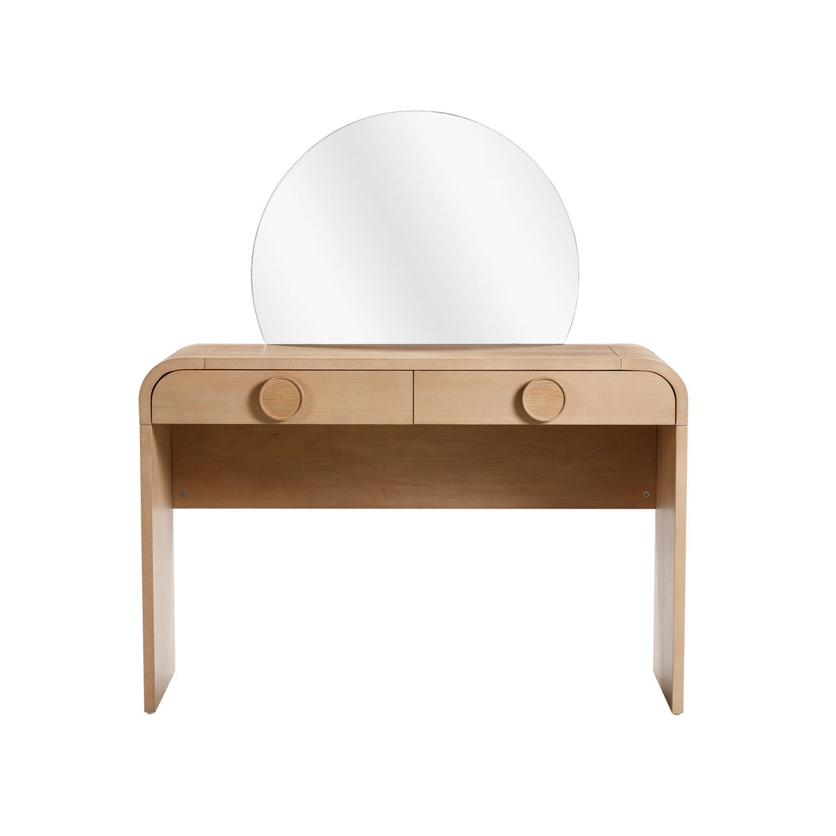 Moonrise Natural Ash 2-Drawer Vanity Desk with Mirror