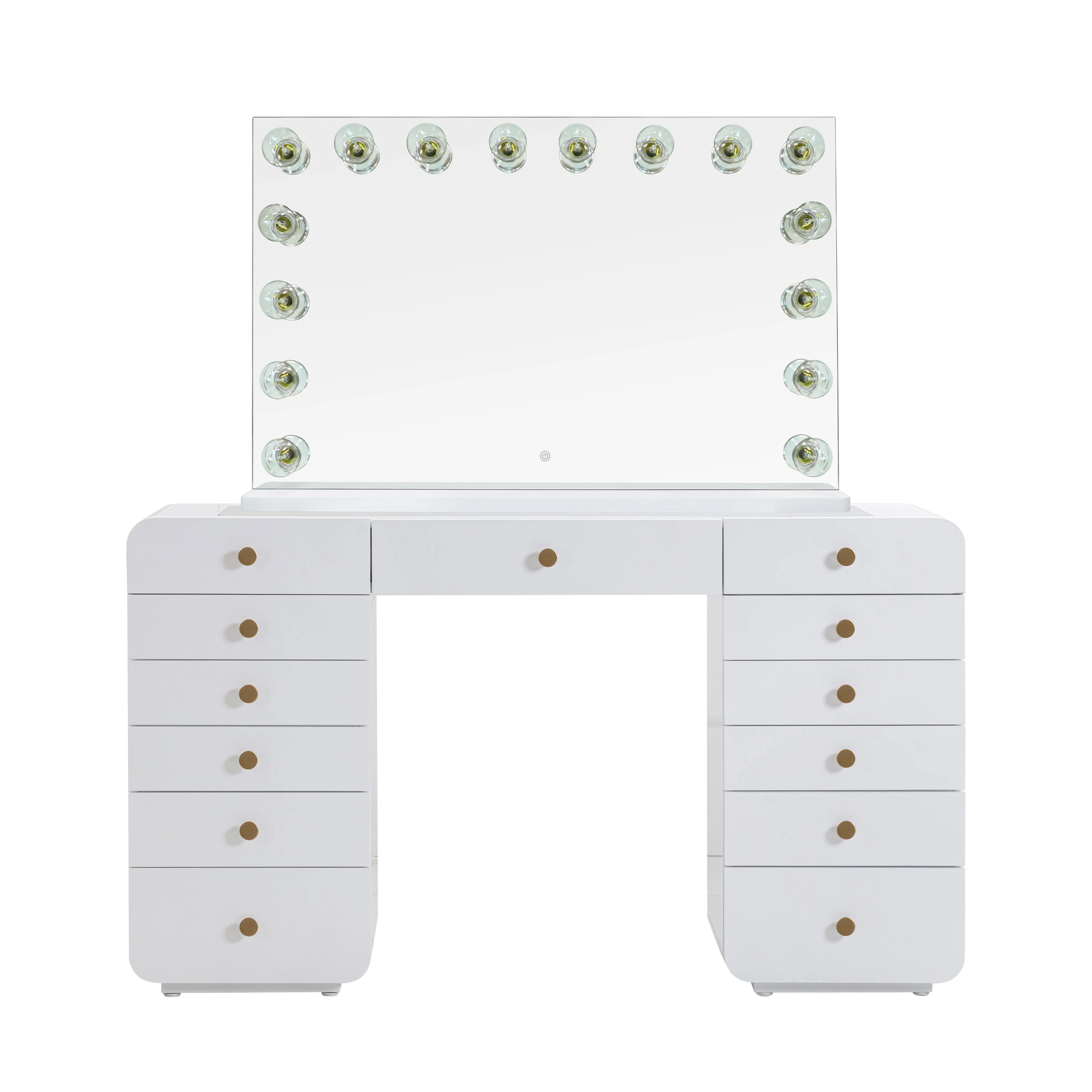 Hollywood 56" White Desk with Vanity Mirror