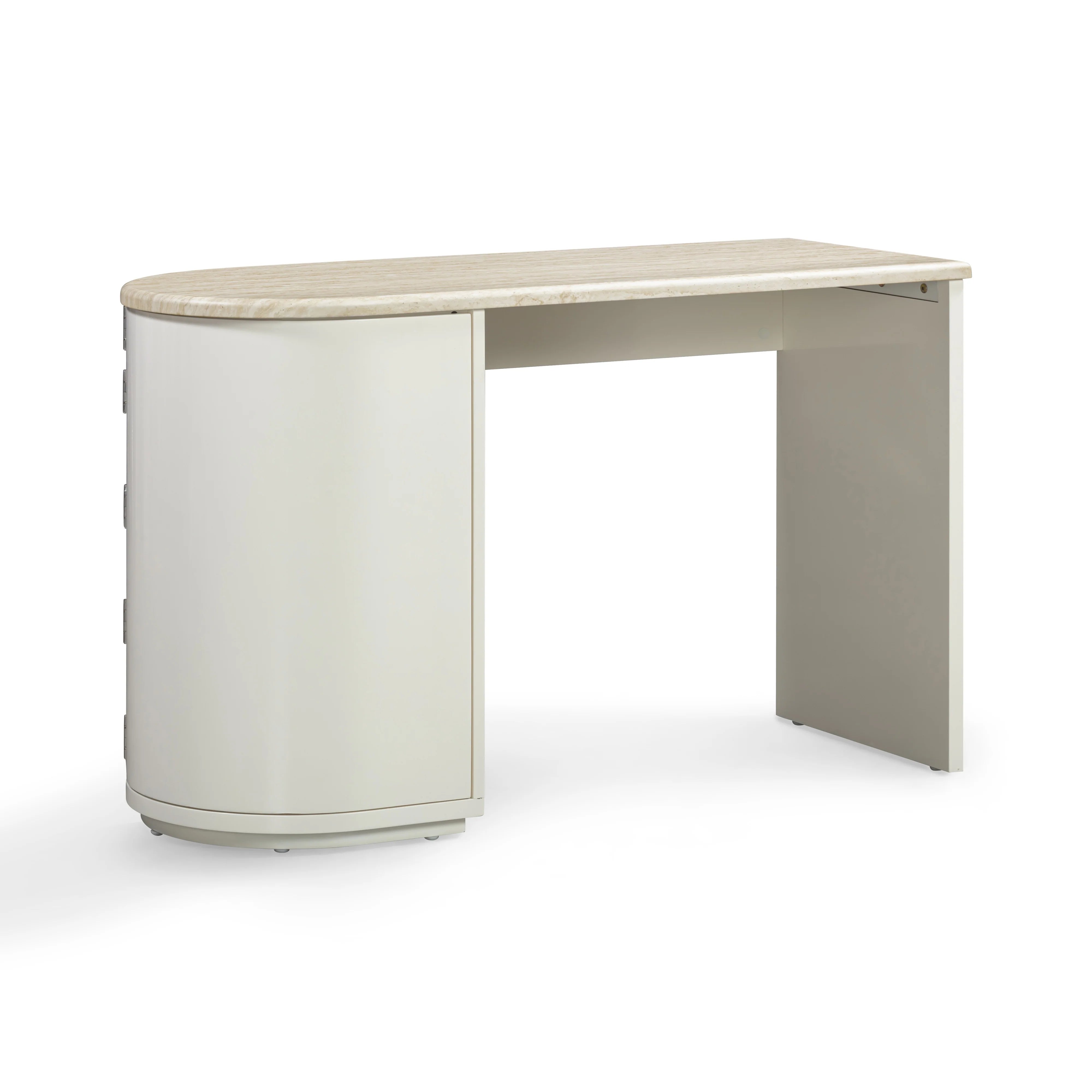Marlene 47" Cream Faux Travertine Vanity Desk