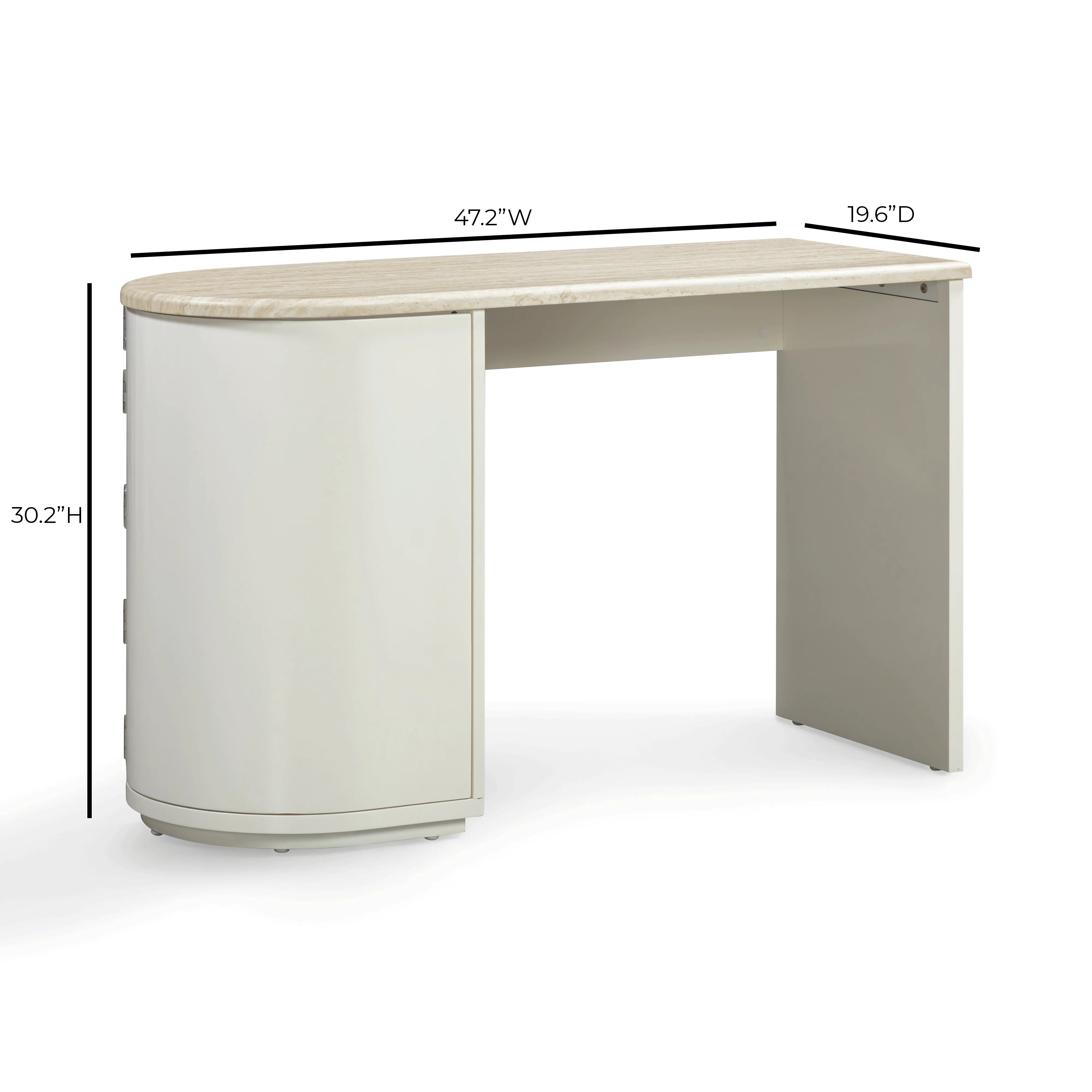 Marlene 47" Cream Faux Travertine Vanity Desk