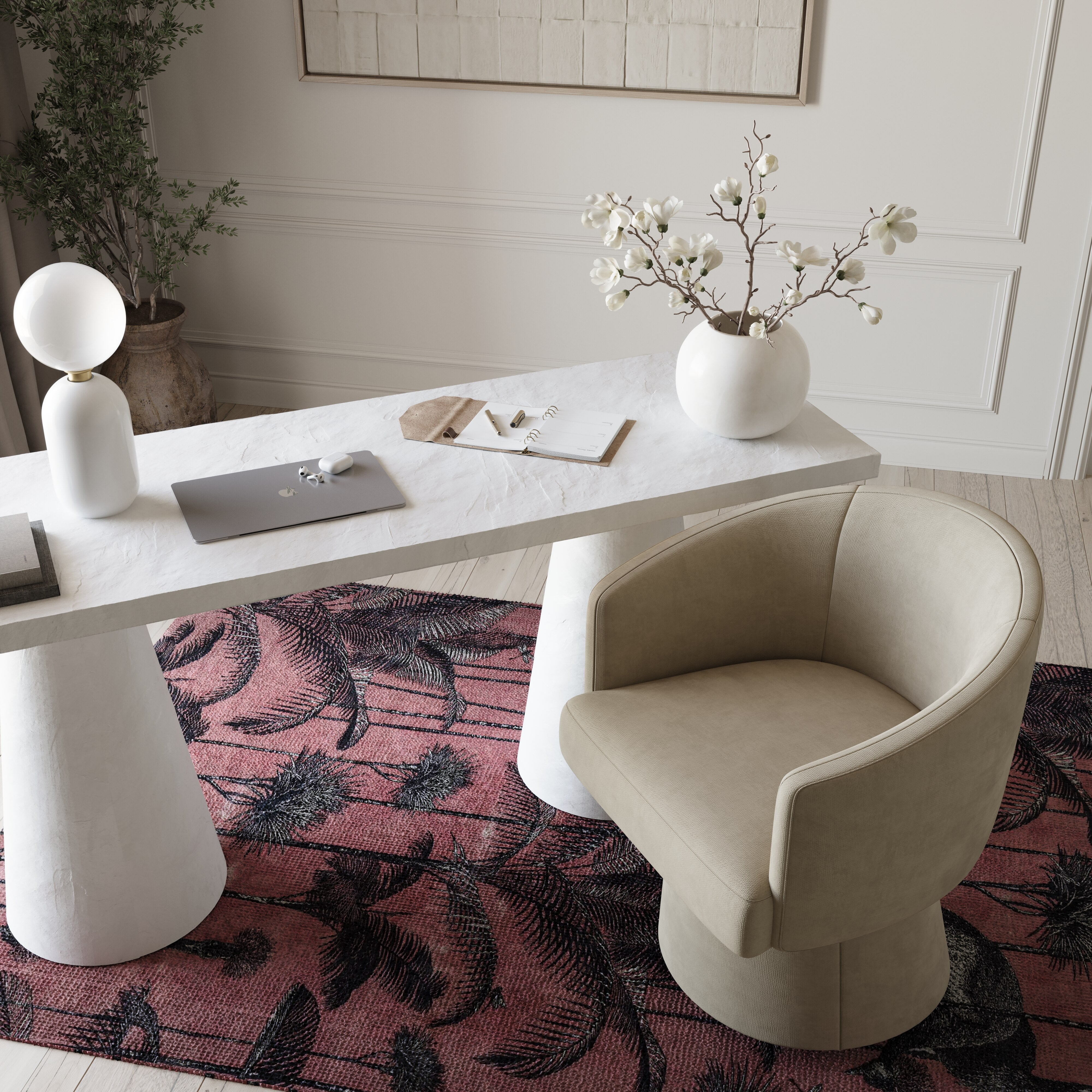 Chaise de bureau roulante en chenille recyclée Kristen Light