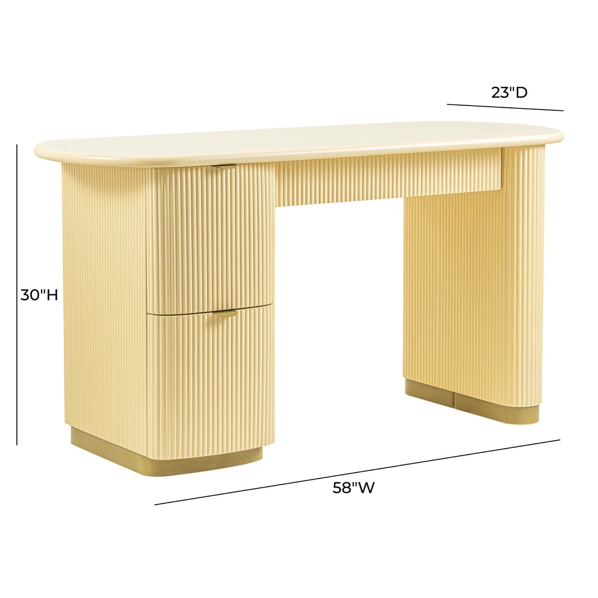 Francesca Yellow Peach 3-Drawer Executive Desk