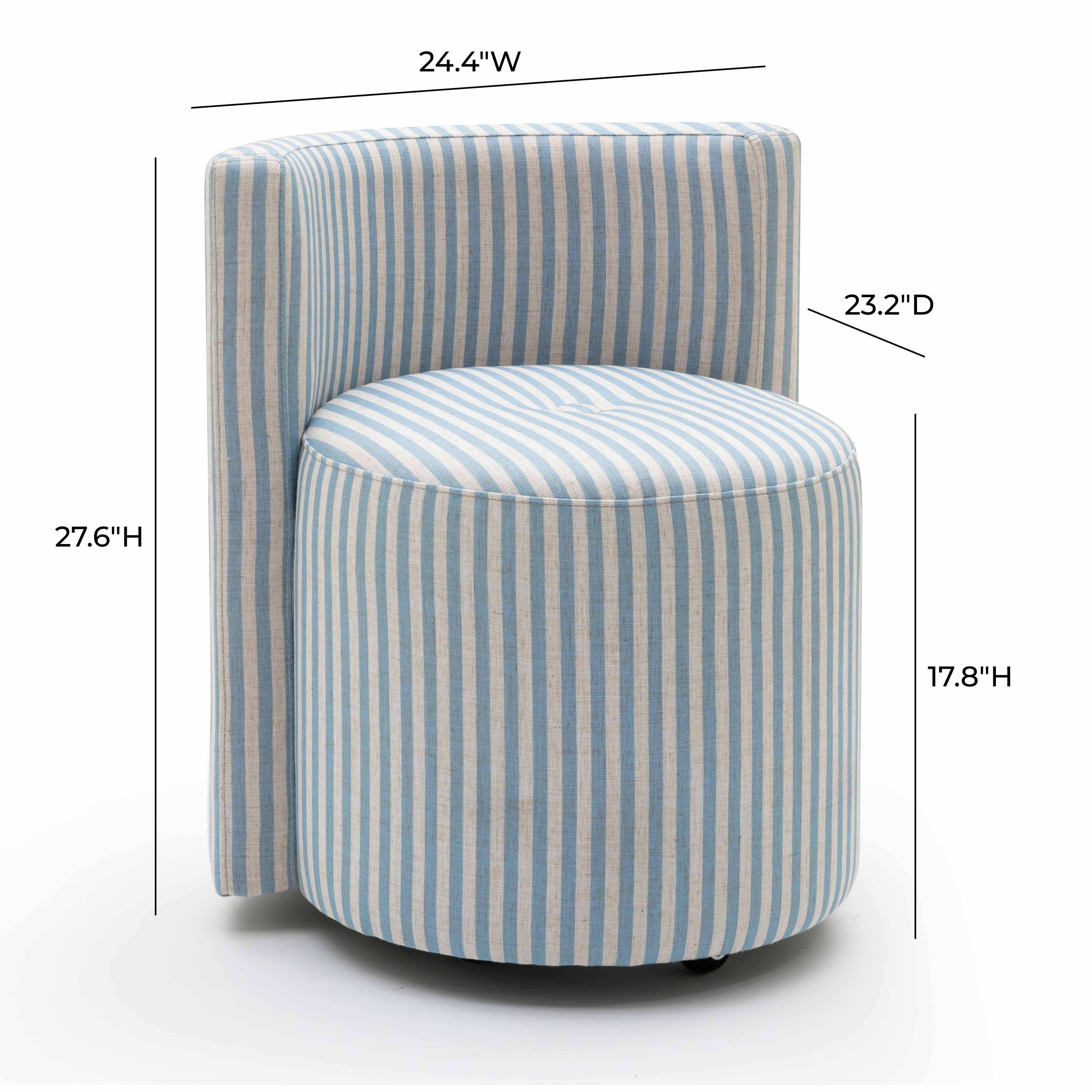 Alyssa Striped Performance Linen Rolling Desk Chair